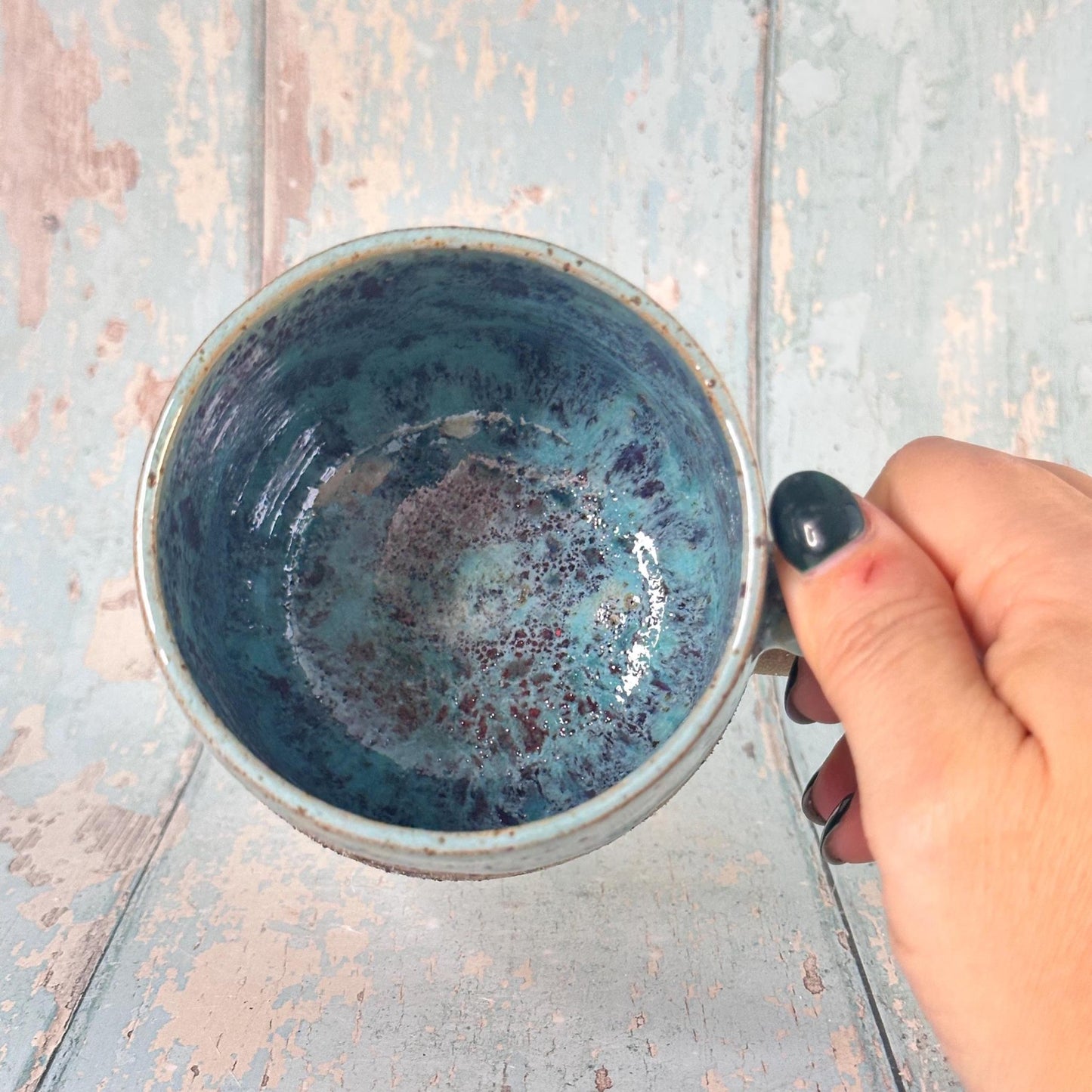 Green and Red Moth Mug, Large Ceramic Cup - FJD Ceramics