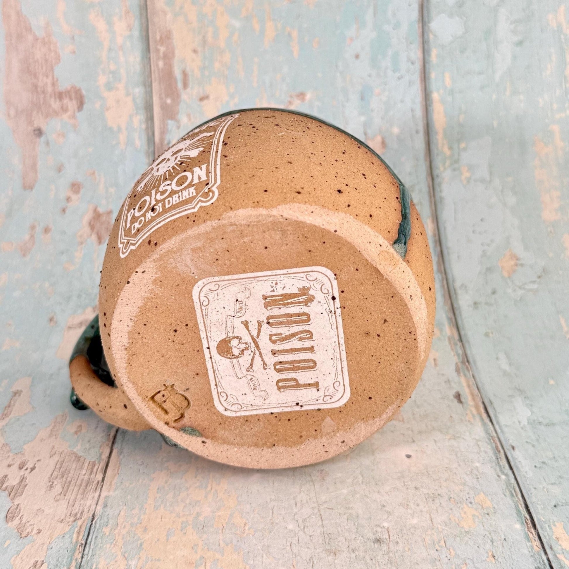 Green and White "Poison" Witch Label Mug Halloween Spooky Season Cup - FJD Ceramics