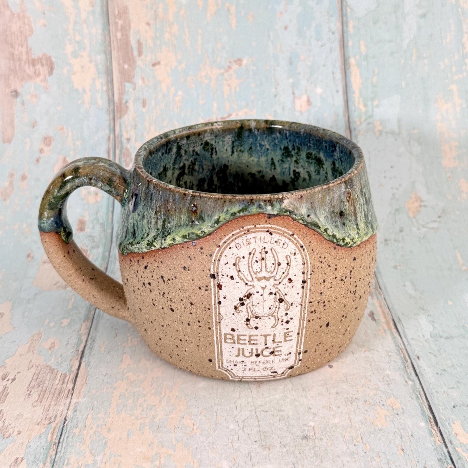 Green Beetle Juice Label Mug Halloween Spooky Season Cup - FJD Ceramics