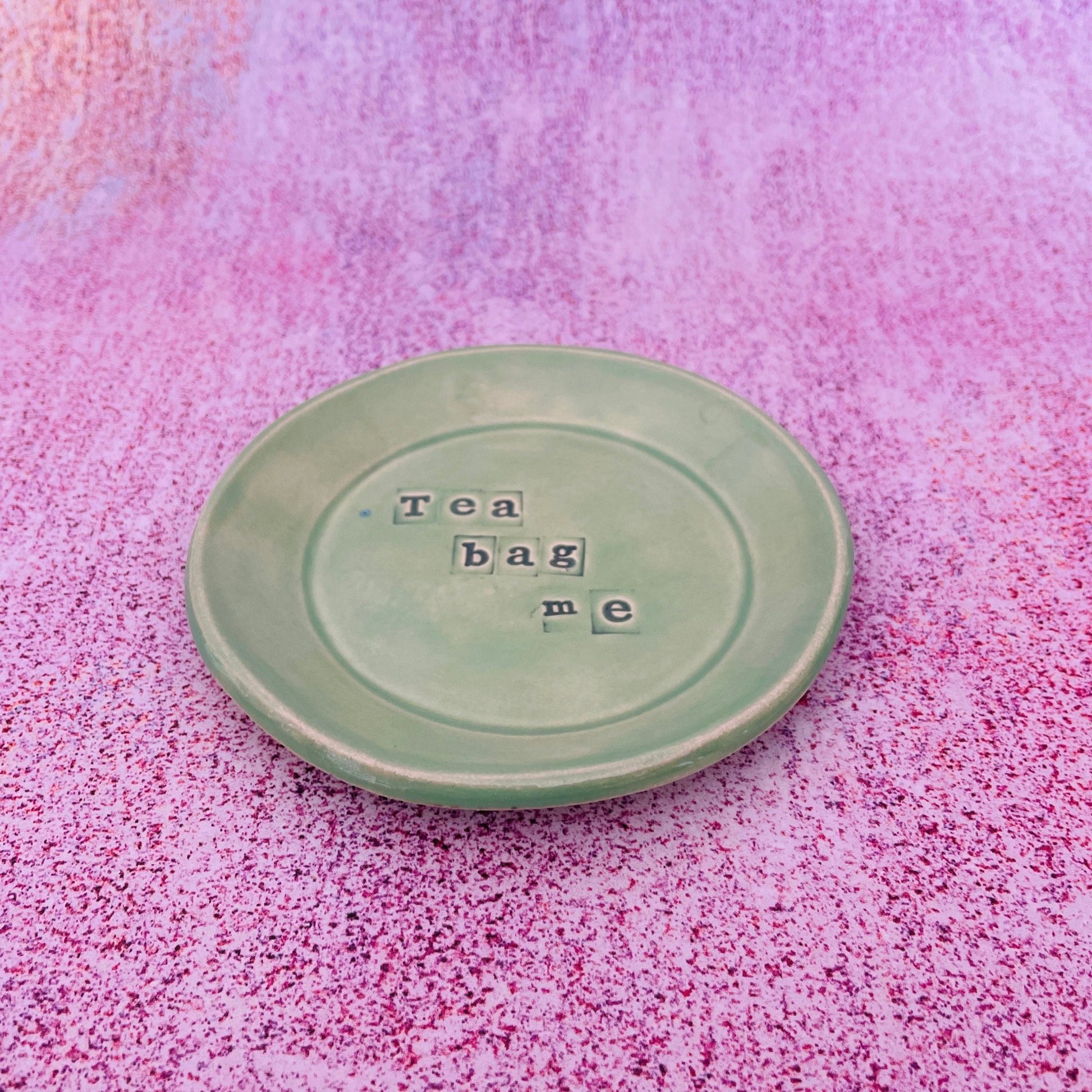 Green Ceramic Dish, Tea Bag Holder - FJD Ceramics