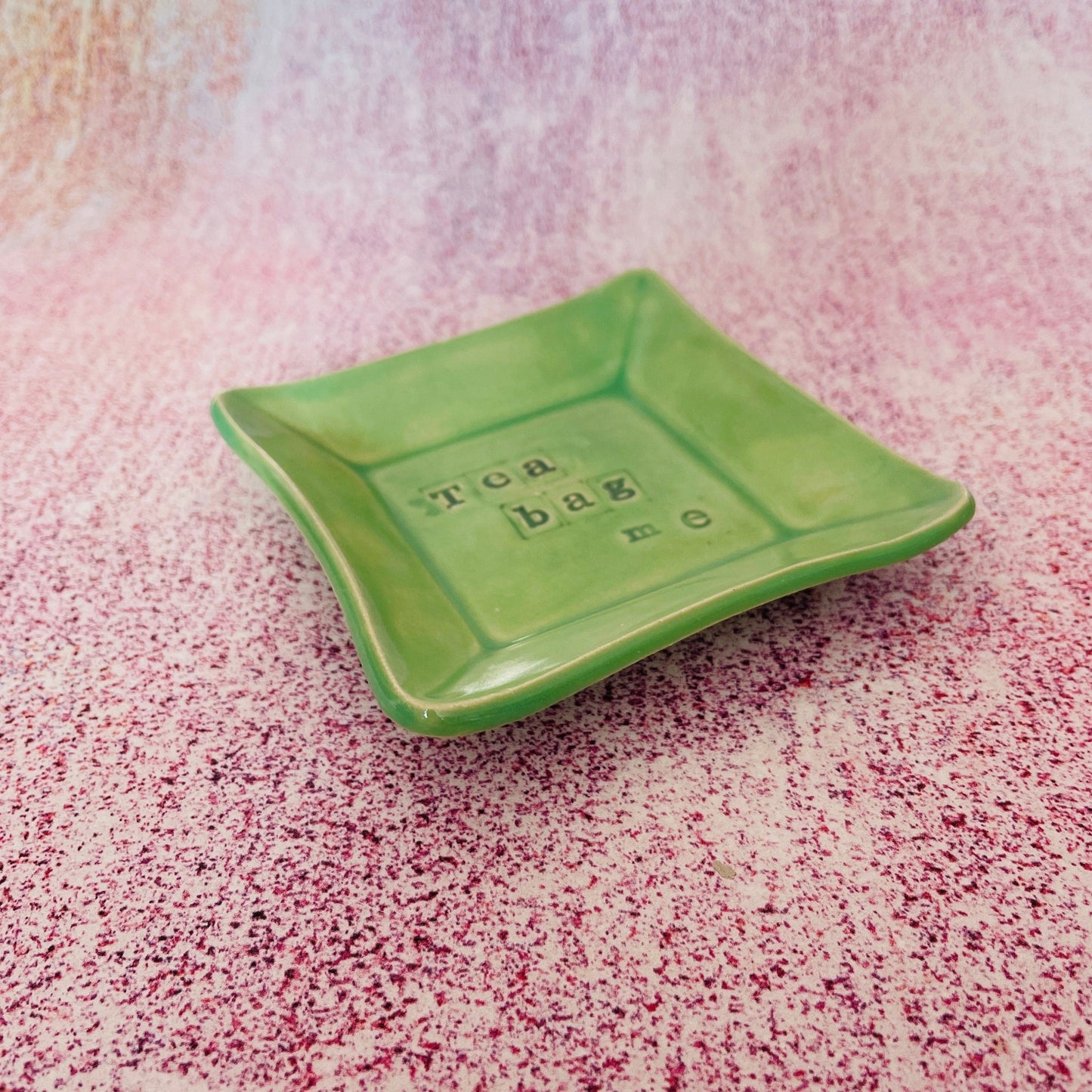 Green Ceramic Dish, Tea Bag Holder - FJD Ceramics
