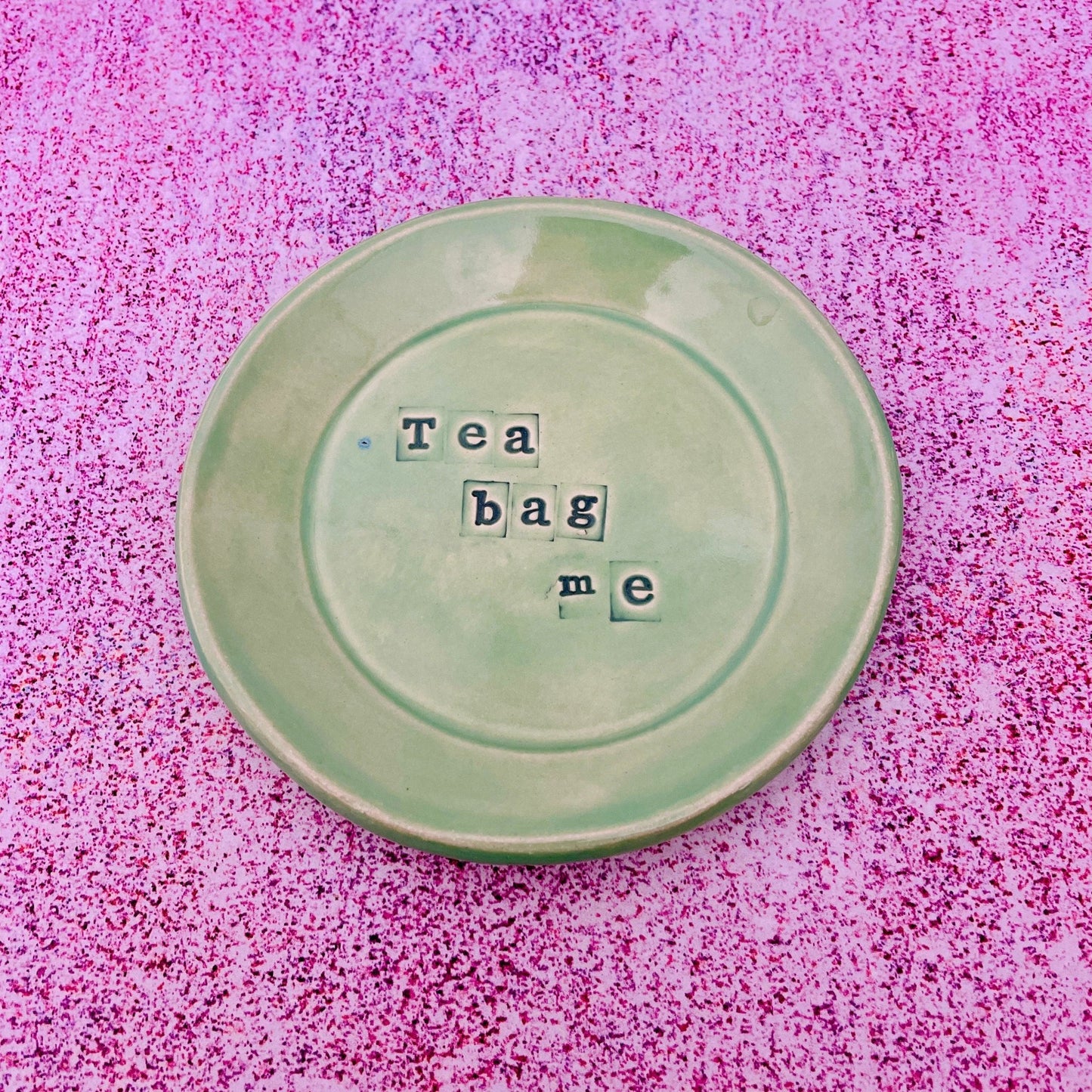 Green Ceramic Dish, Tea Bag Holder - FJD Ceramics