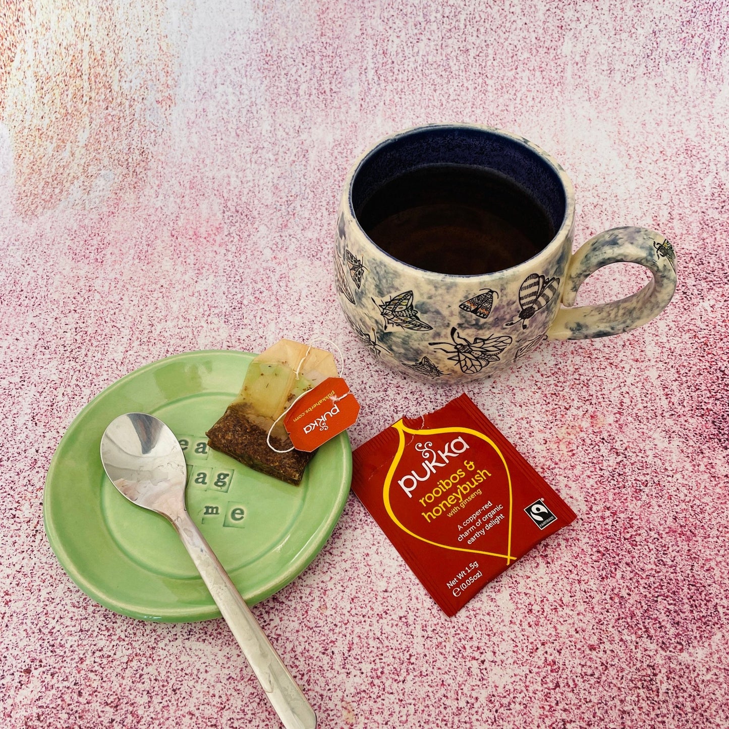 Green Ceramic Dish, Tea Bag Holder - FJD Ceramics