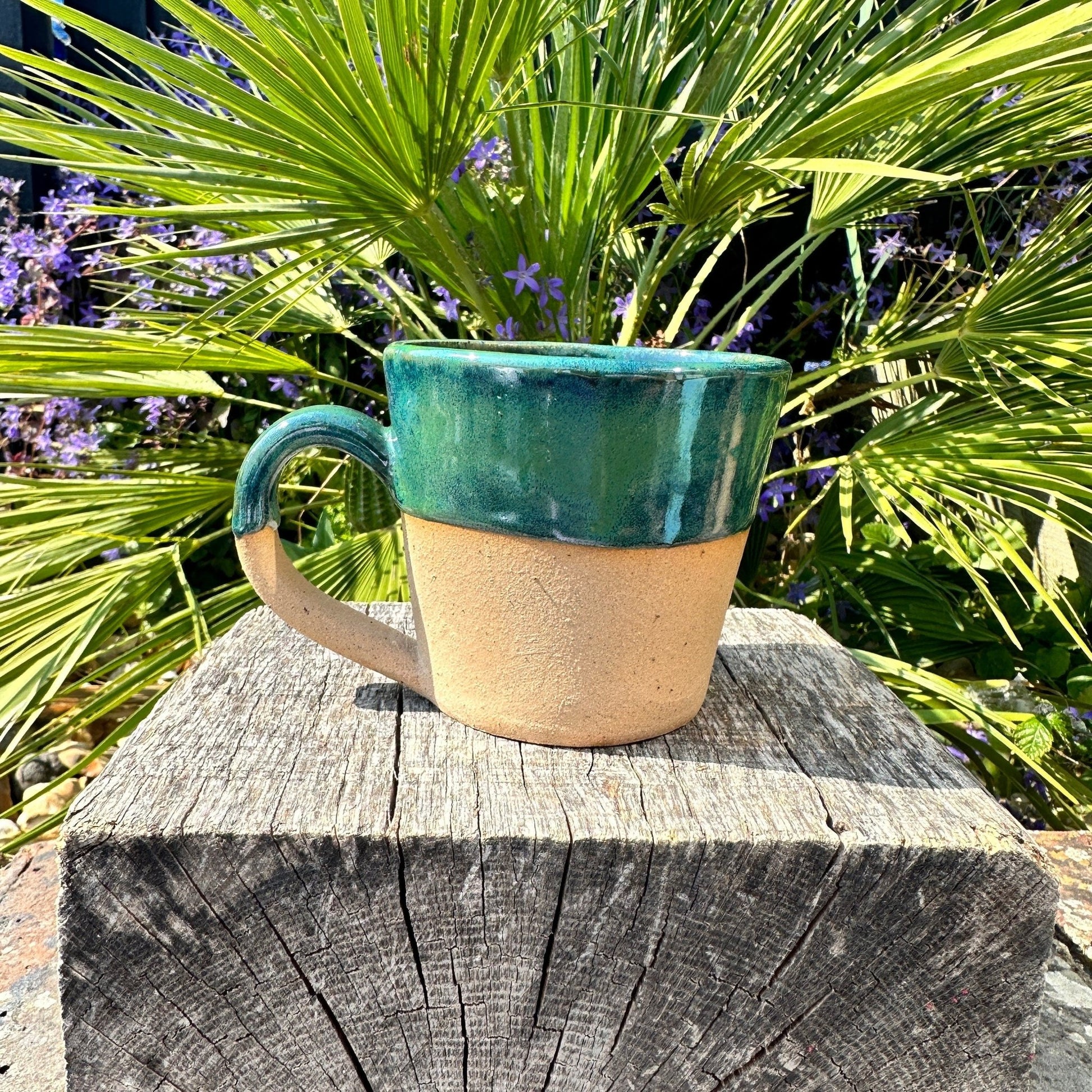 Green Ceramic Mug, Handmade Pottery Cup - FJD Ceramics