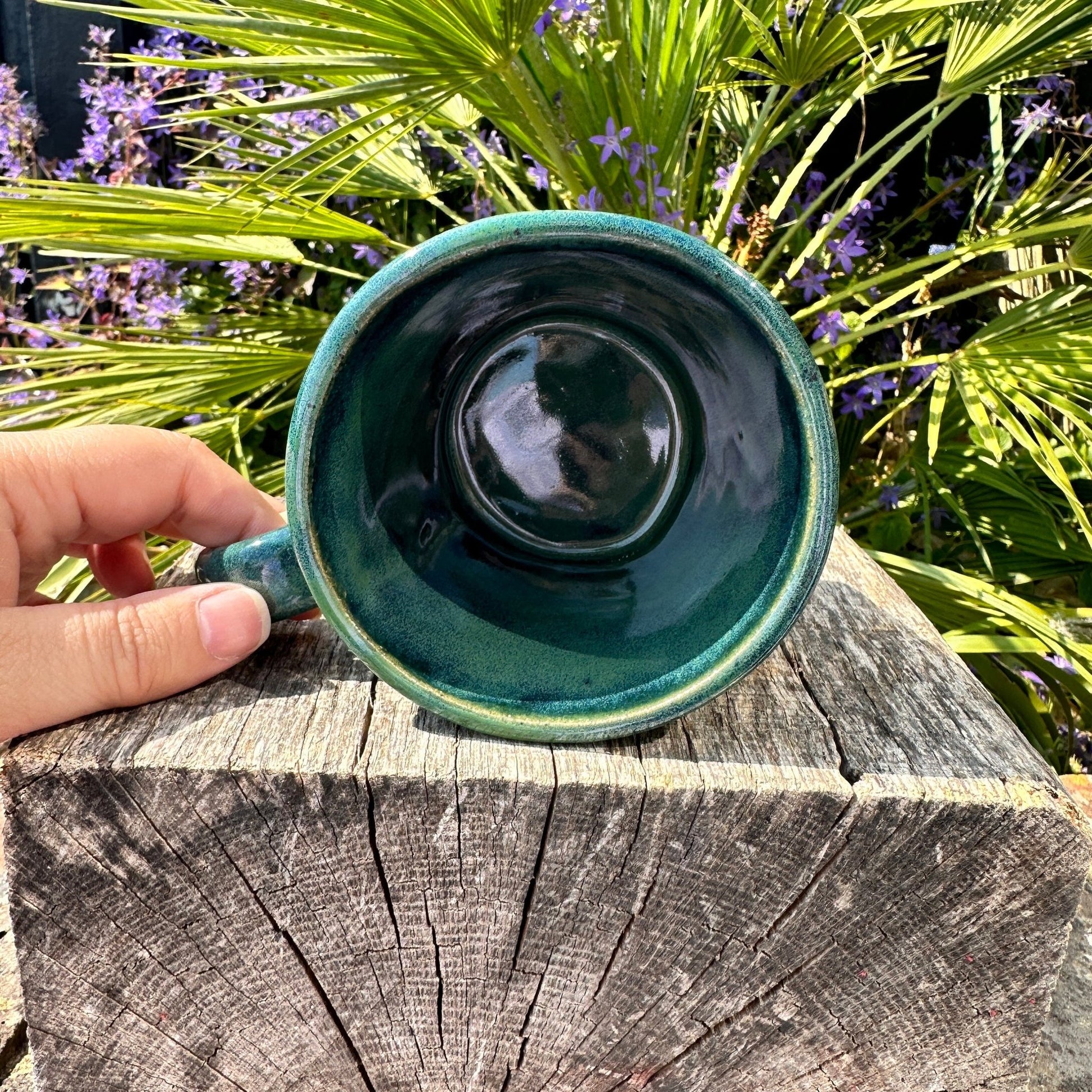 Green Ceramic Mug, Handmade Pottery Cup - FJD Ceramics