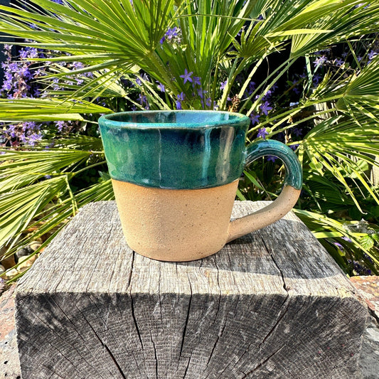 Green Ceramic Mug, Handmade Pottery Cup - FJD Ceramics