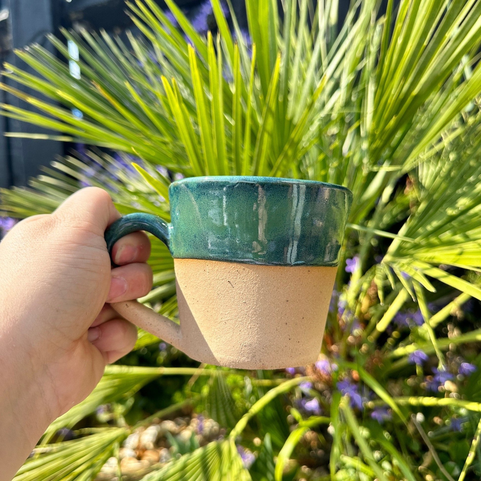 Green Ceramic Mug, Handmade Pottery Cup - FJD Ceramics