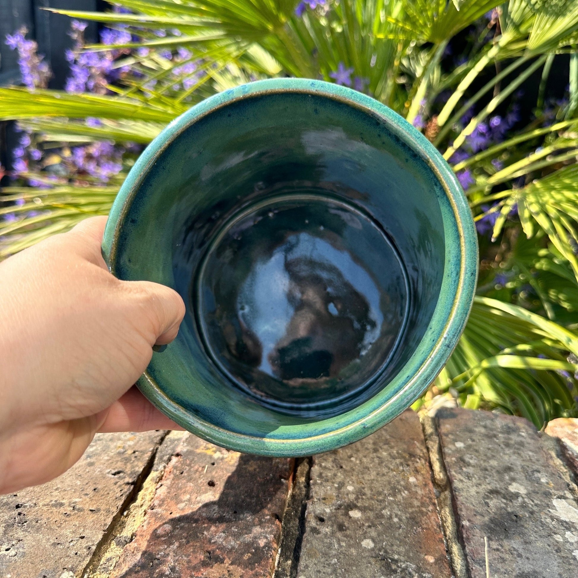 Green Ceramic Planter, Indoor Plant Pot - FJD Ceramics
