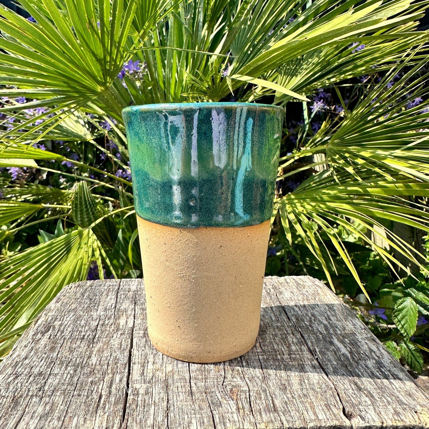 Green Ceramic Tumbler, Handmade Modern Cup - FJD Ceramics