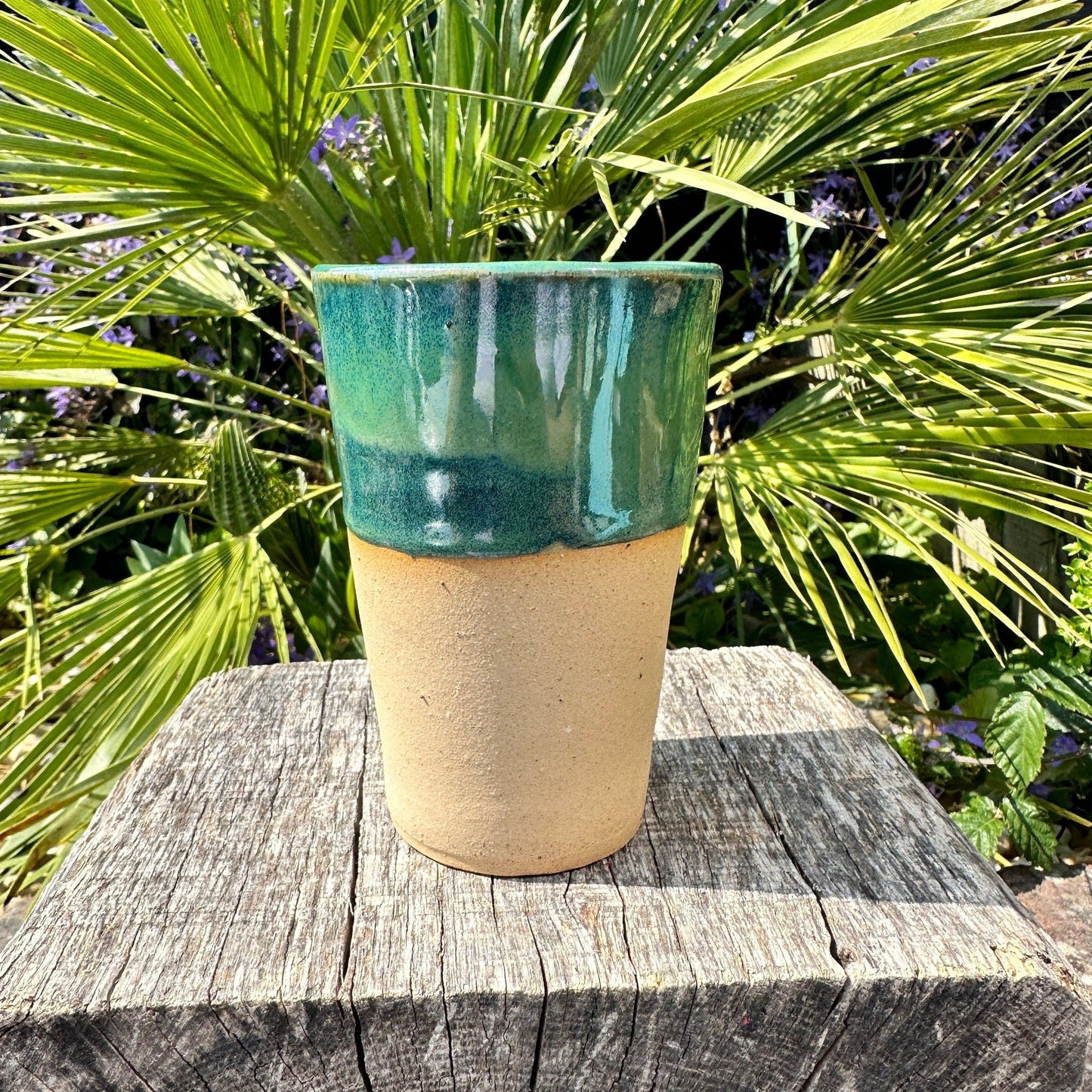 Green Ceramic Tumbler, Handmade Modern Cup - FJD Ceramics