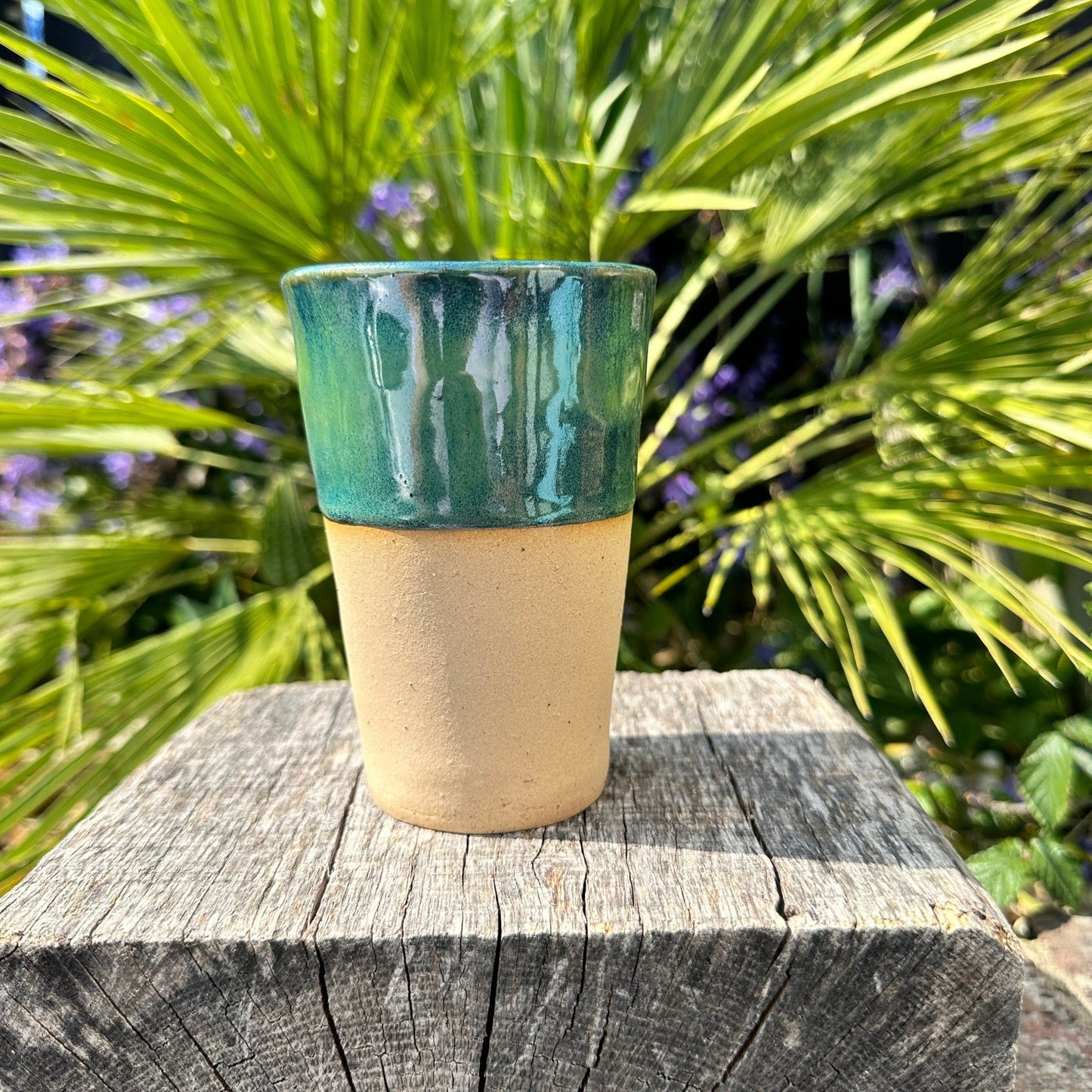 Green Ceramic Tumbler, Handmade Modern Cup - FJD Ceramics