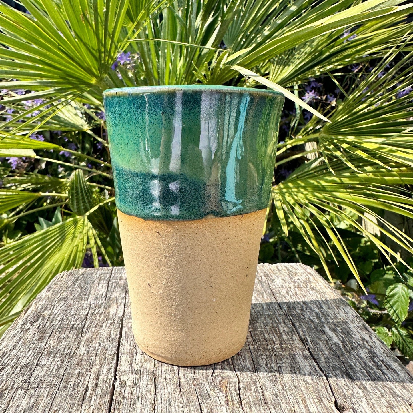 Green Ceramic Tumbler, Handmade Modern Cup - FJD Ceramics