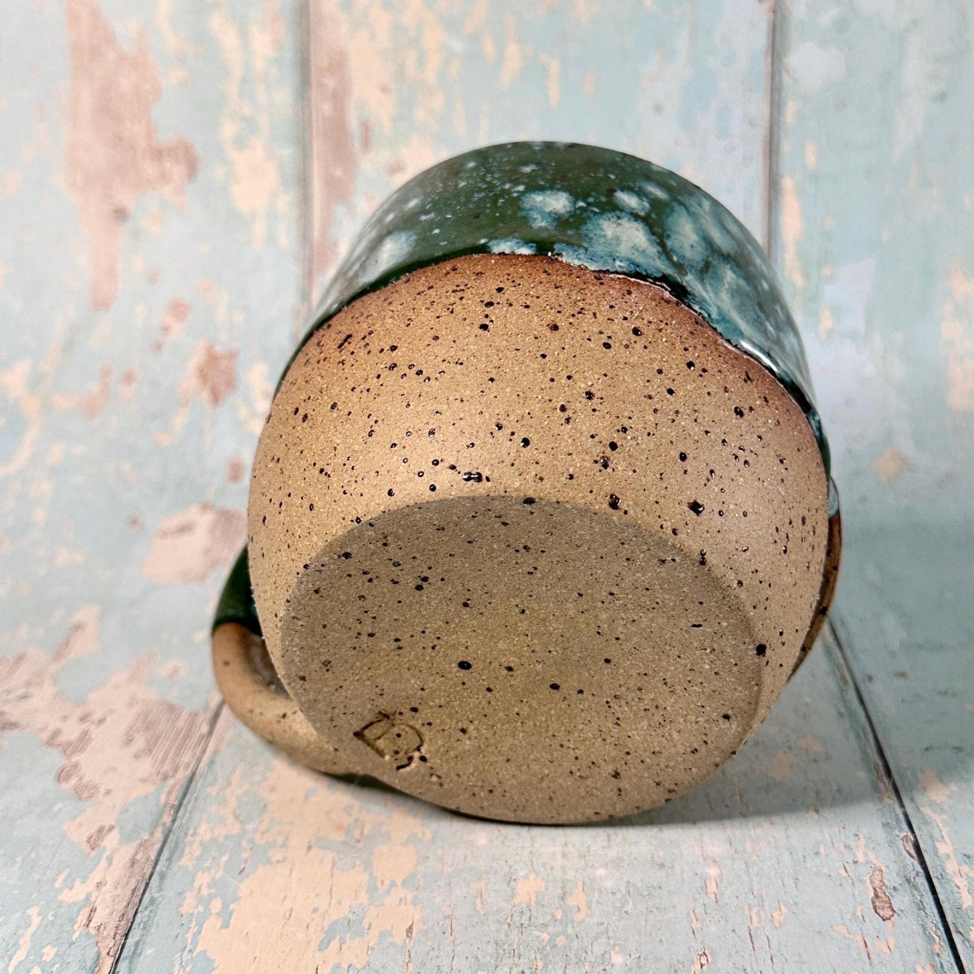 Green Christmas Hohoho Mug, Handmade Ceramic Cup - Father Christmas Santa - FJD Ceramics