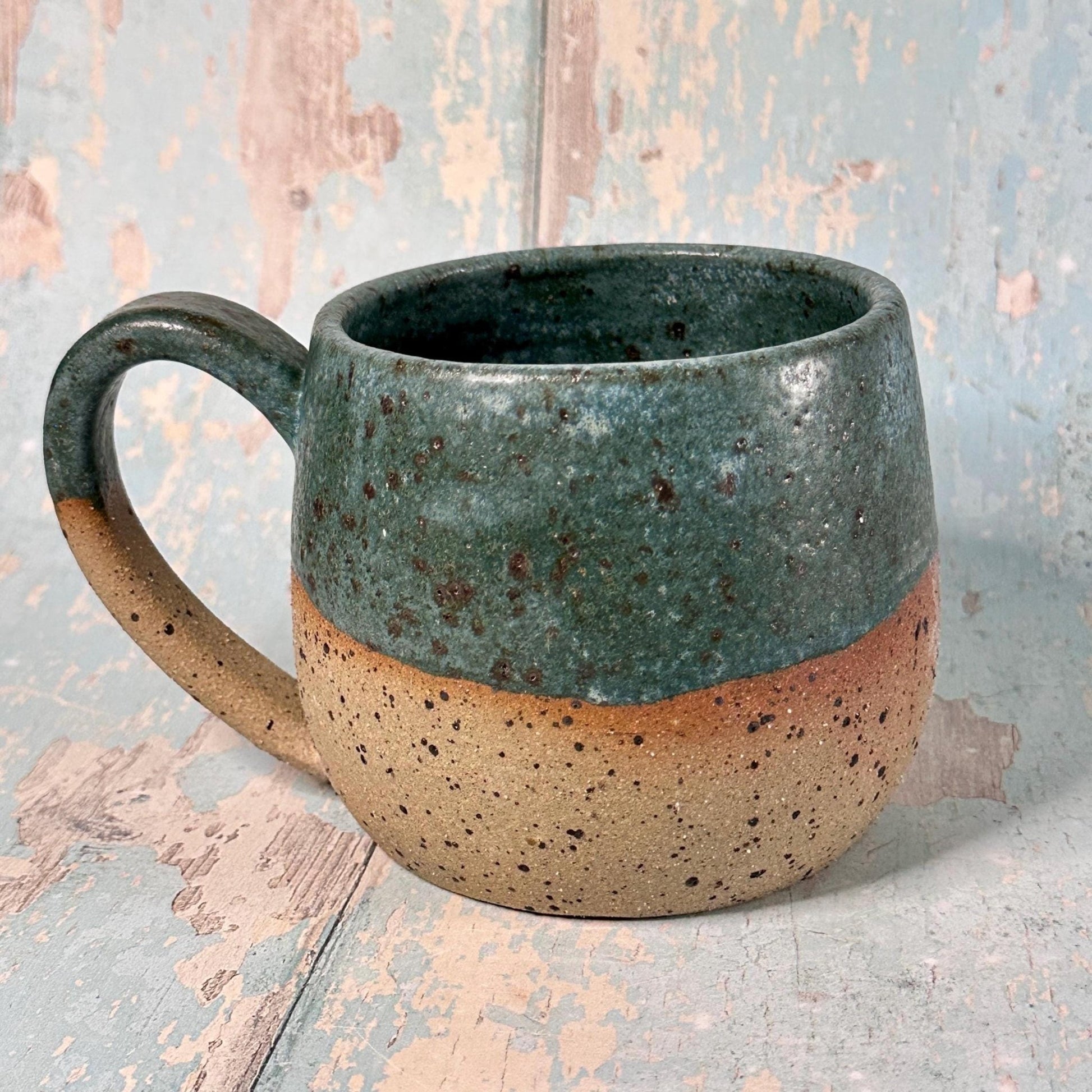 Green Christmas Hohoho Mug, Handmade Ceramic Cup - Father Christmas Santa - FJD Ceramics