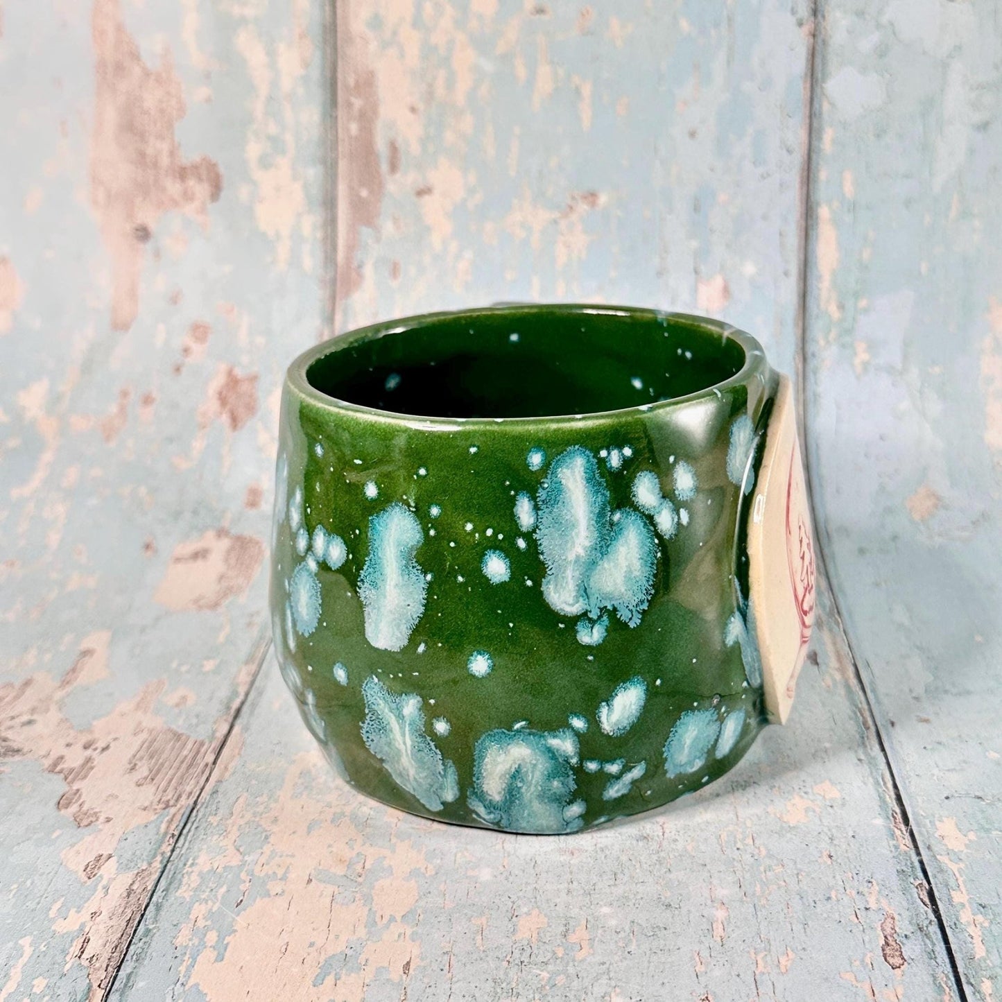 Green Christmas Snow Globe Mug, Handmade Ceramic Cup - FJD Ceramics