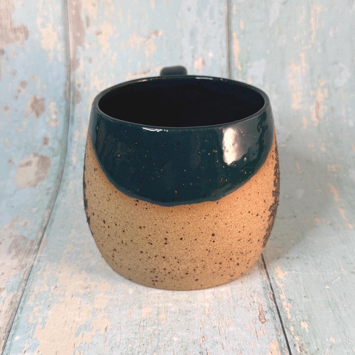 Green Christmas Tree Mug, Handmade Ceramic Cup - FJD Ceramics