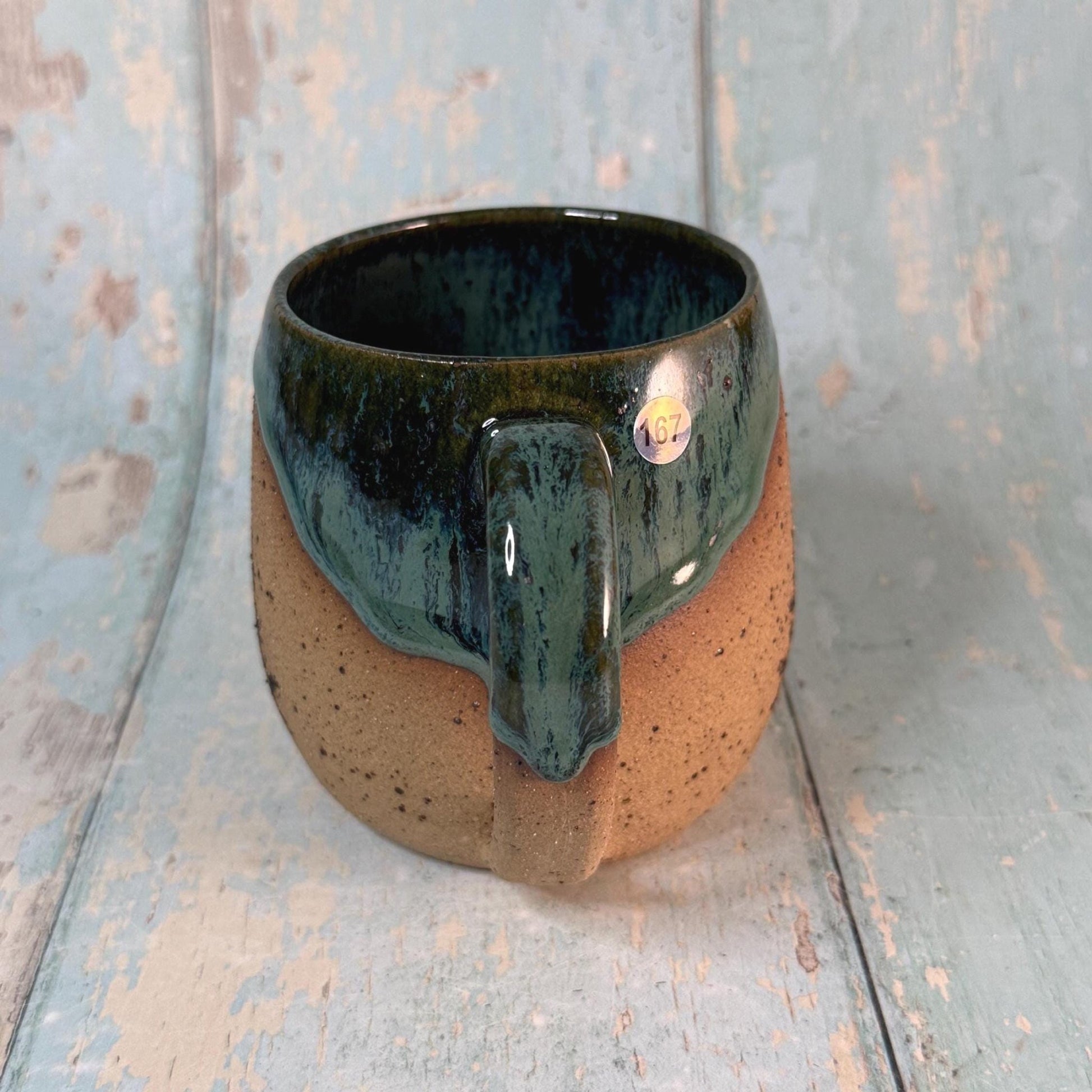 Green Christmas Tree Mug, Handmade Ceramic Cup - FJD Ceramics