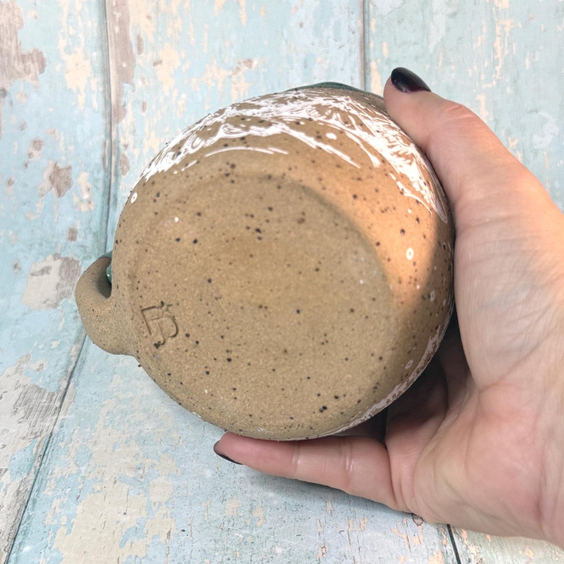 Green Christmas Tree Mug, Handmade Ceramic Cup - FJD Ceramics