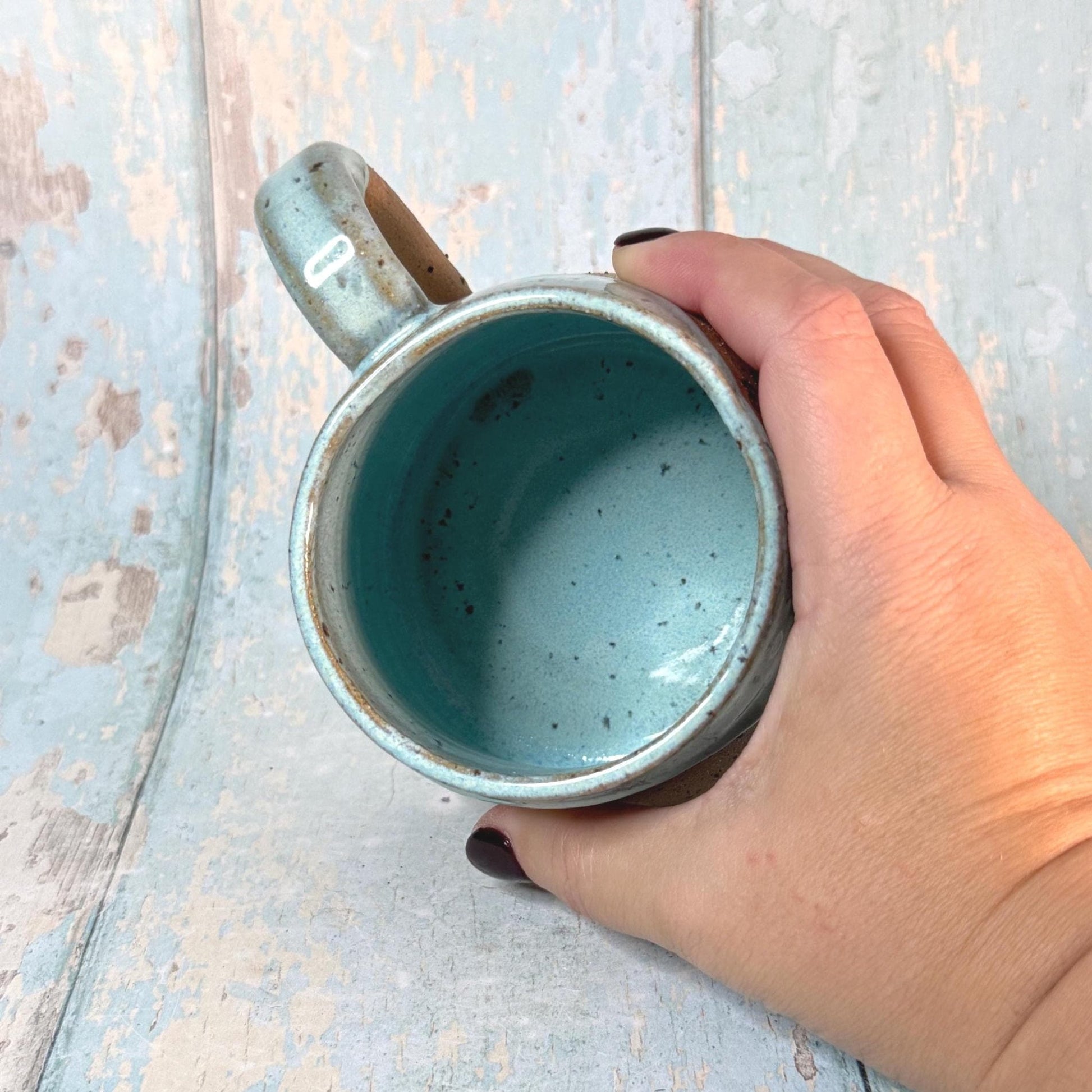 Green Christmas Tree Mug, Handmade Ceramic Cup - FJD Ceramics
