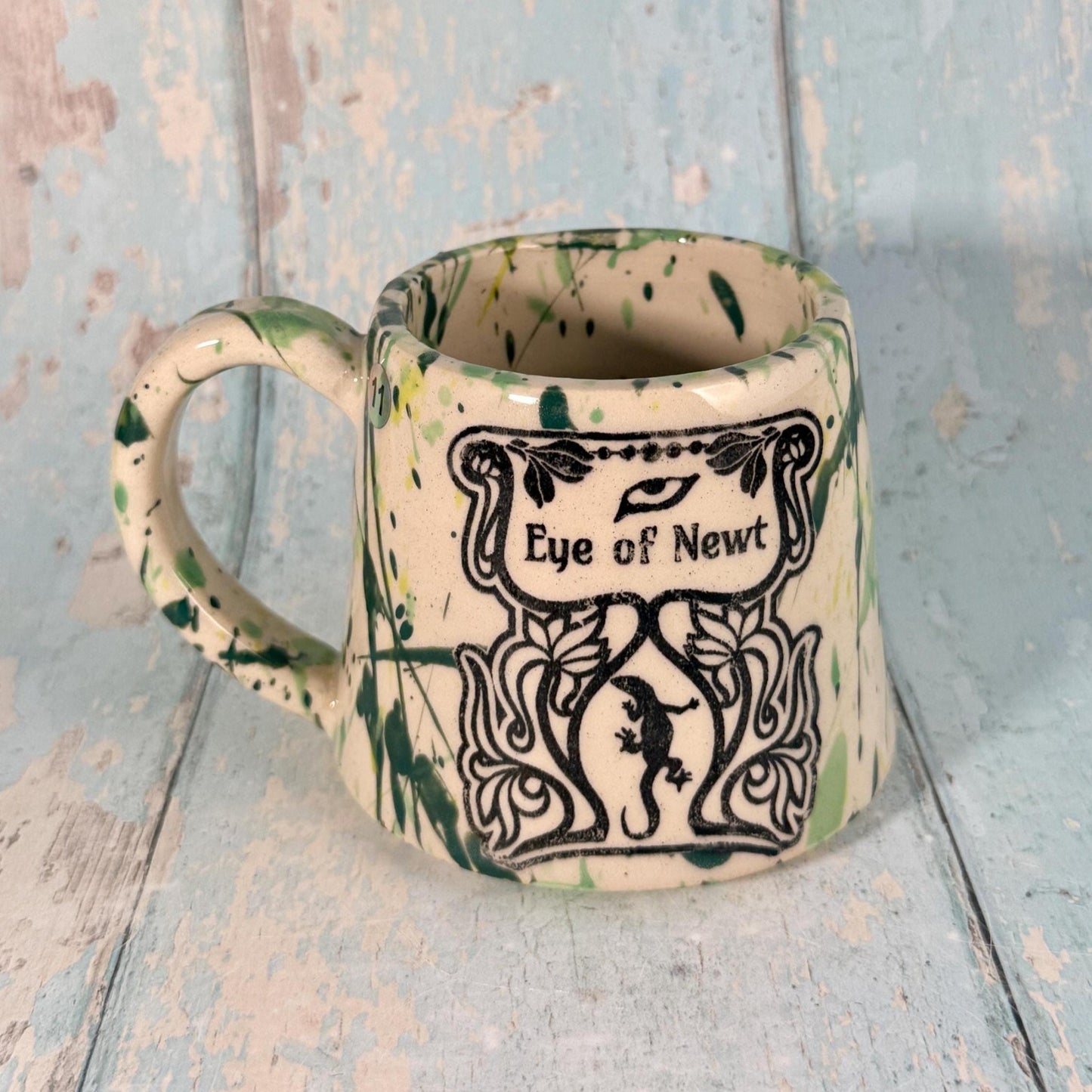 Green 'Eye of Newt" Label Mug Halloween Spooky Season Witch Cup - FJD Ceramics