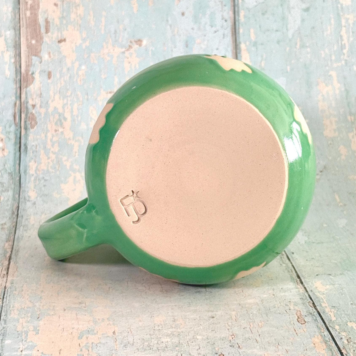 Green Ghost Mug, Handmade Ceramic Cup, Spooky Halloween Mug - FJD Ceramics