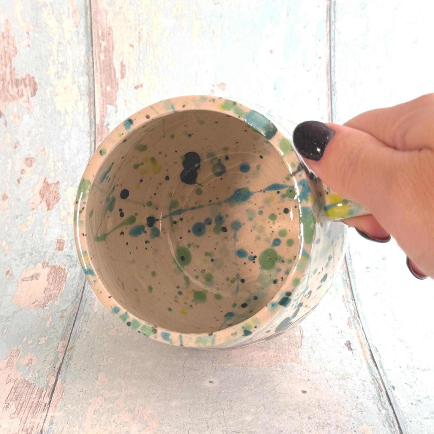 Green Luna Moth Mug, Handmade Ceramic Cup - FJD Ceramics