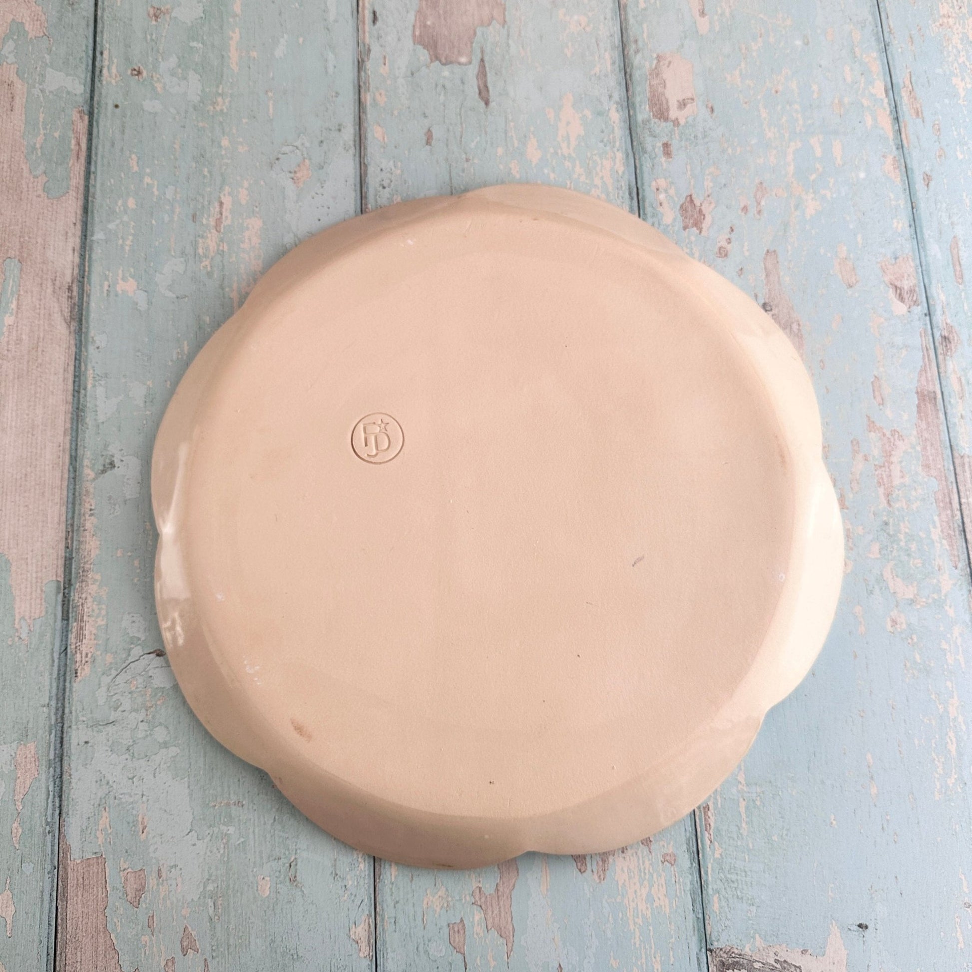 Green Monstera and Yellow Platter, Handmade Ceramic Cake Plate - FJD Ceramics