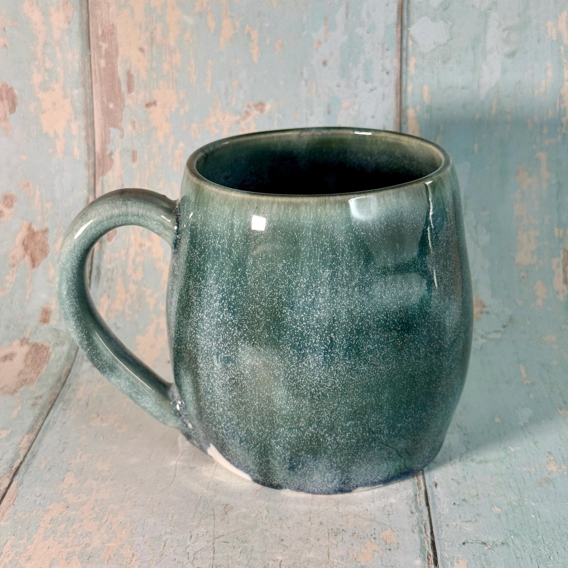 Green Moon Mug, Large Ceramic Cup - FJD Ceramics