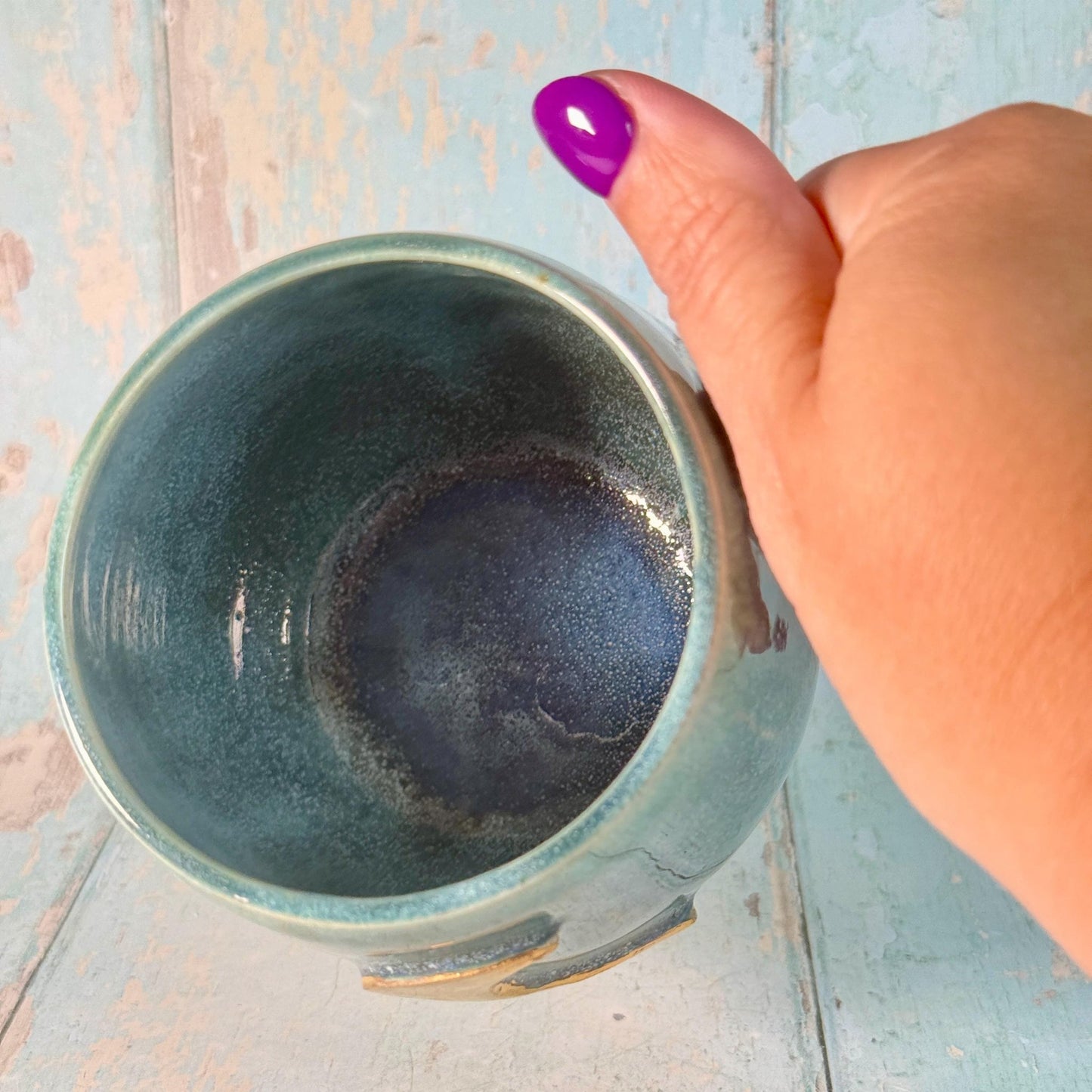 Green Moon Mug, Large Ceramic Cup - FJD Ceramics