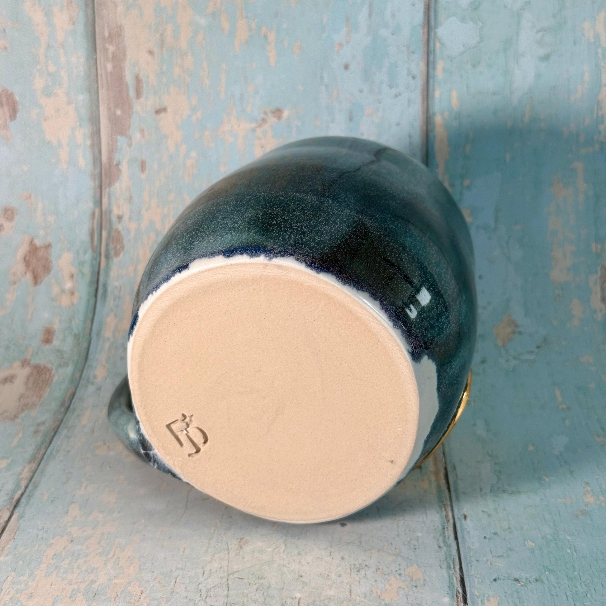 Green Moon Mug, Large Ceramic Cup - FJD Ceramics