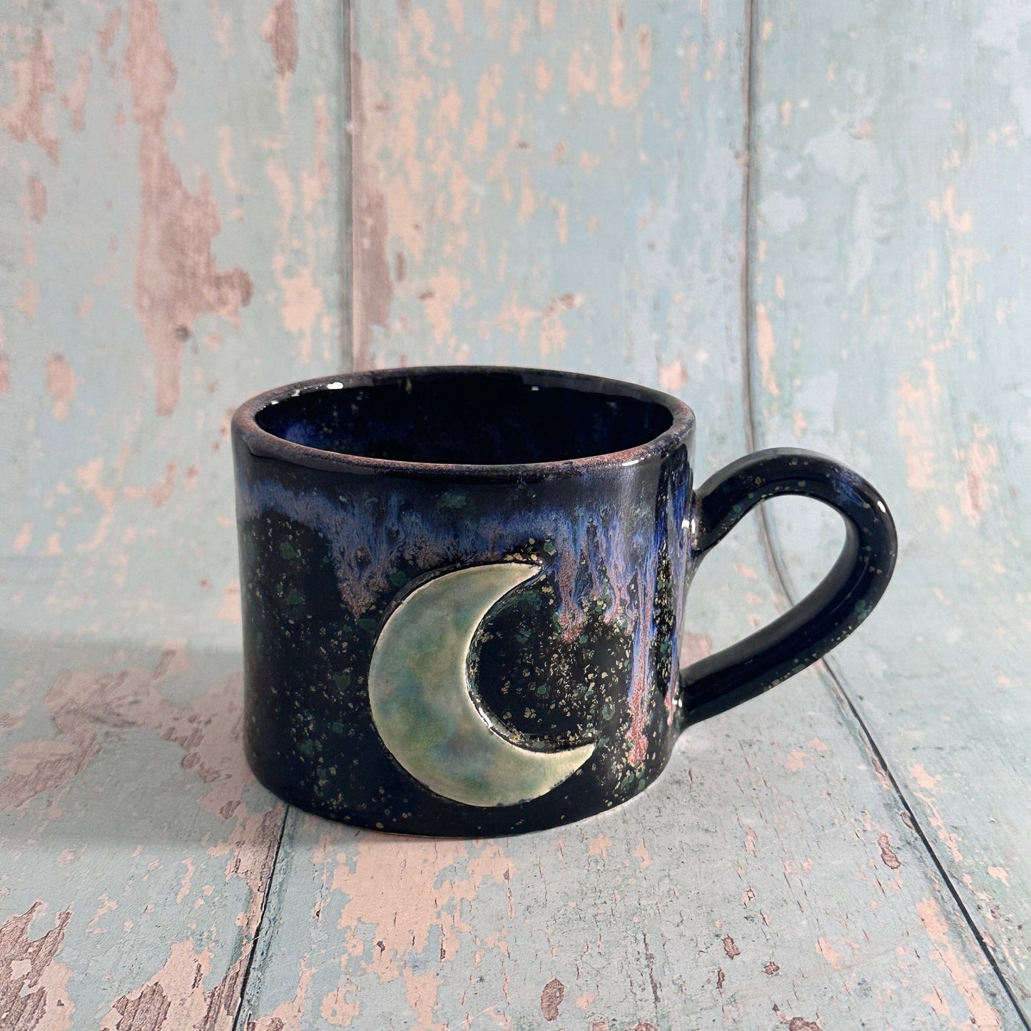 Green Moon Mug, Large Ceramic Cup - FJD Ceramics