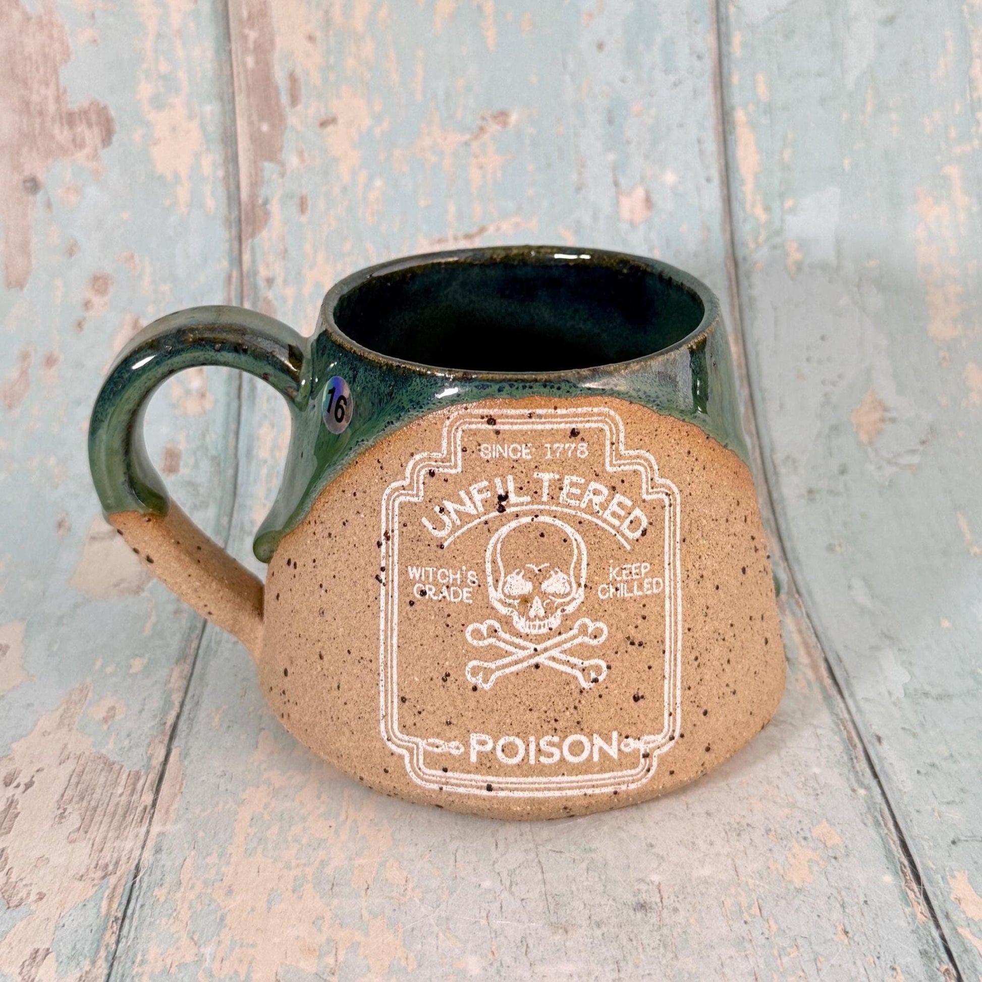 Green "Poison" Witch Label Mug Halloween Spooky Season Cup - FJD Ceramics