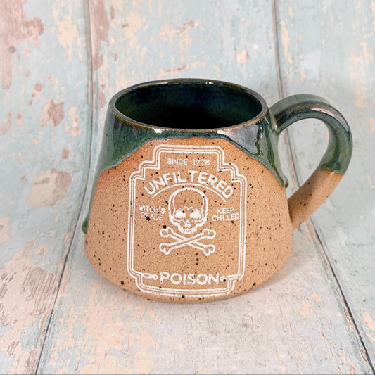 Green "Poison" Witch Label Mug Halloween Spooky Season Cup - FJD Ceramics