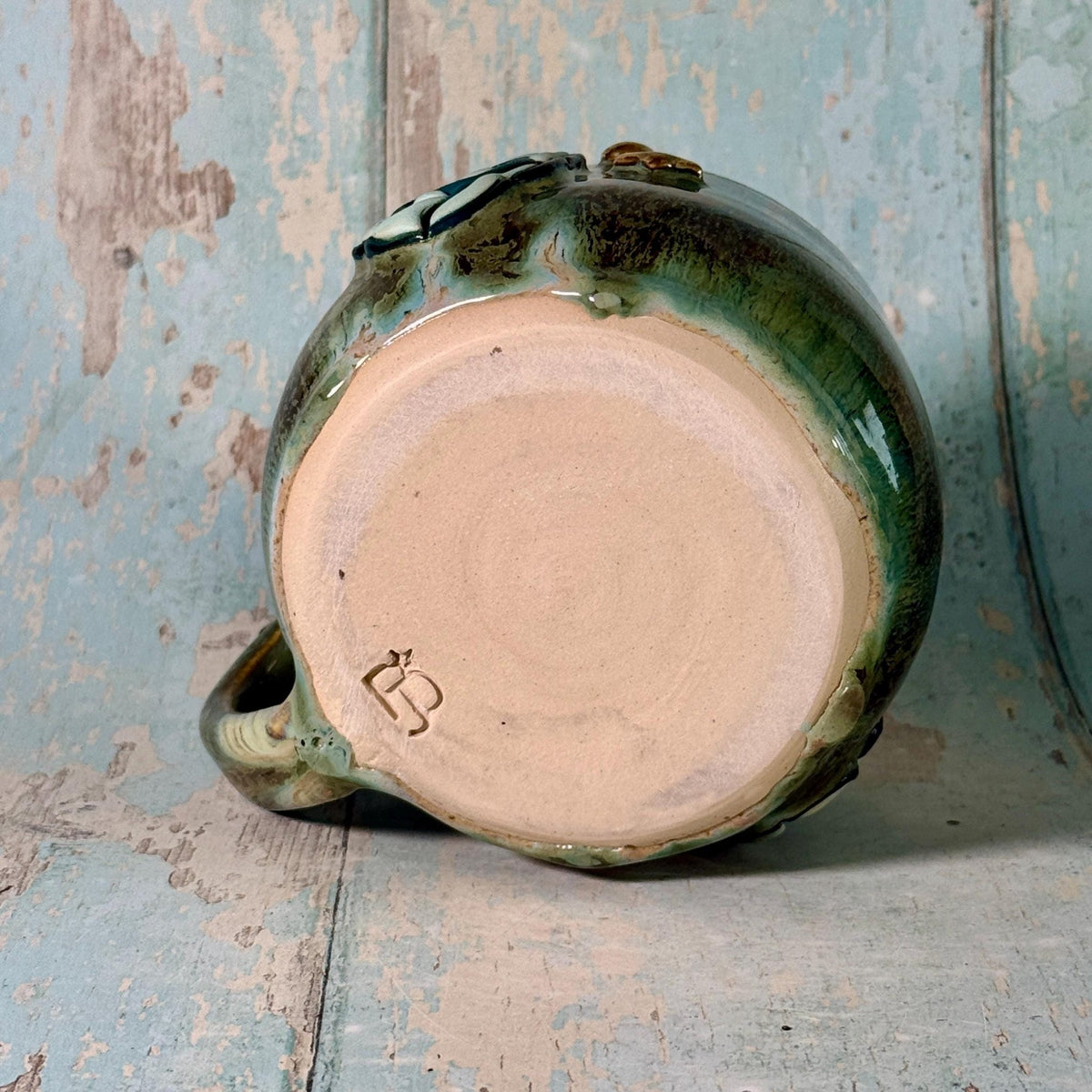 Green Snake Mug, Handmade Ceramic Cup - FJD Ceramics