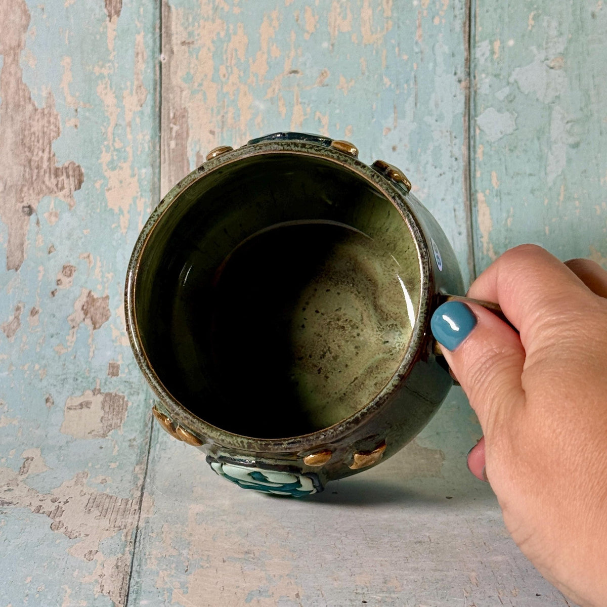 Green Snake Mug, Handmade Ceramic Cup - FJD Ceramics