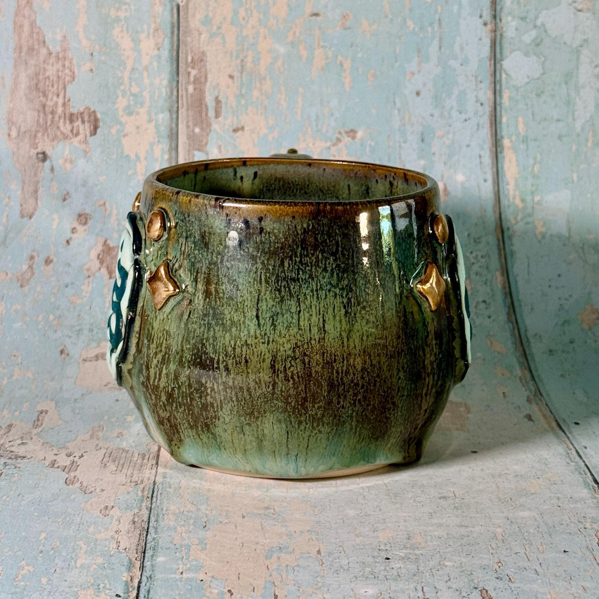 Green Snake Mug, Handmade Ceramic Cup - FJD Ceramics