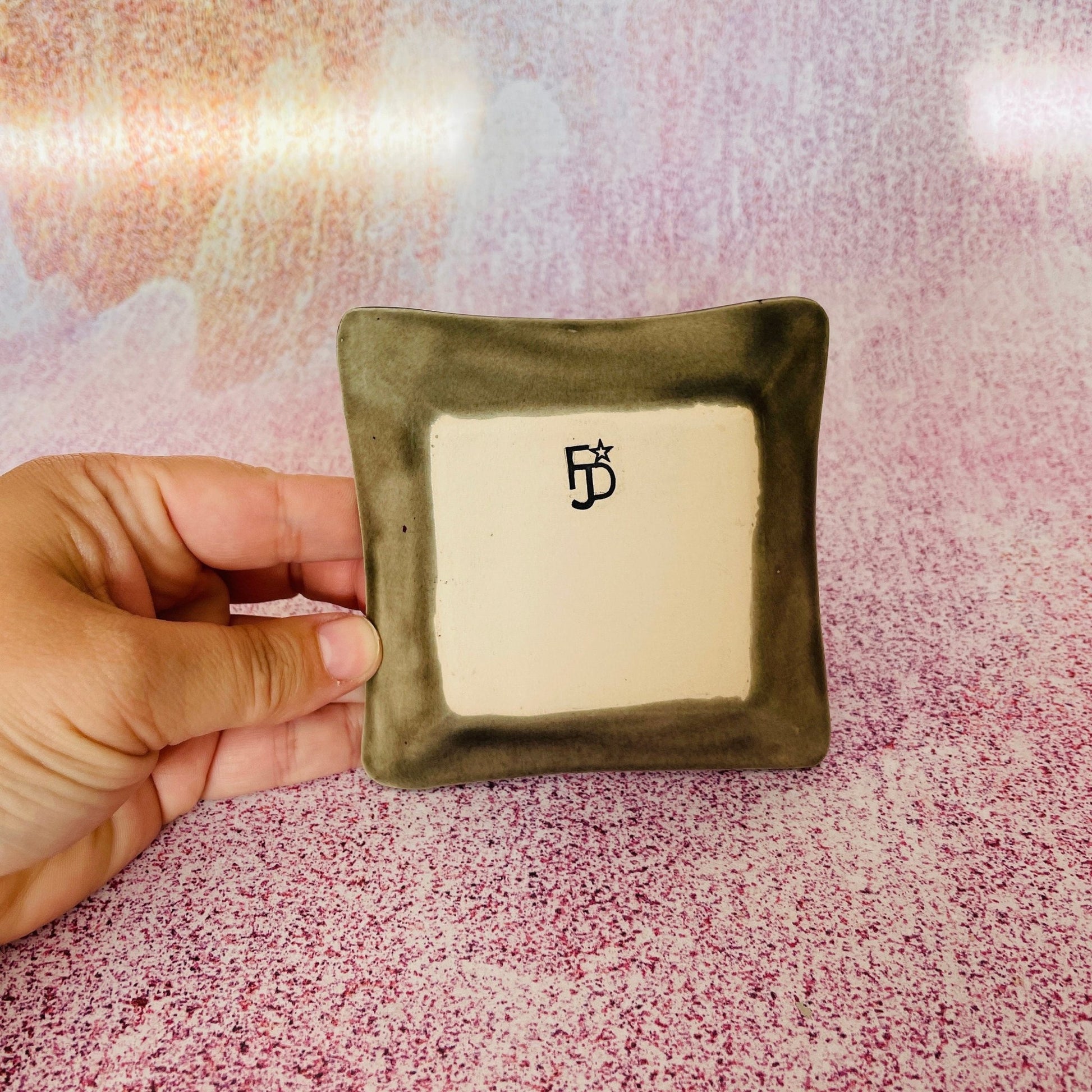 Grey Ceramic Dish, Tea Bag Holder - FJD Ceramics