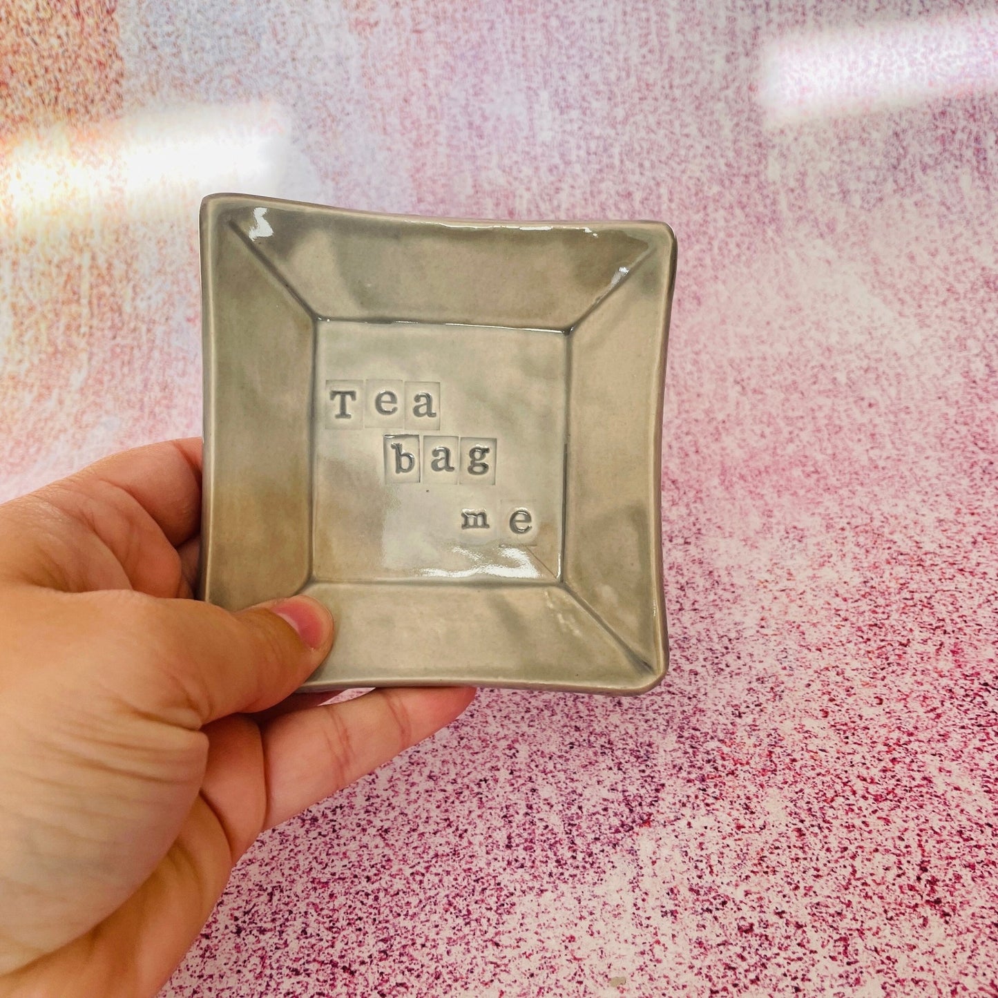 Grey Ceramic Dish, Tea Bag Holder - FJD Ceramics