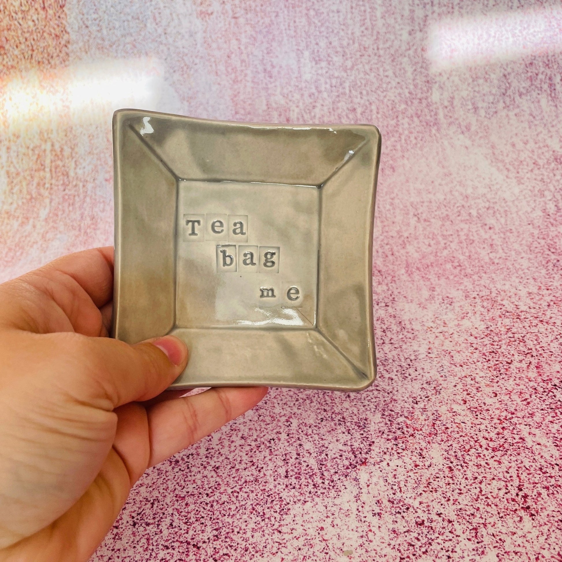 Grey Ceramic Dish, Tea Bag Holder - FJD Ceramics