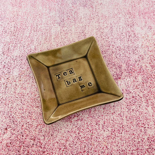 Grey Ceramic Dish, Tea Bag Holder - FJD Ceramics