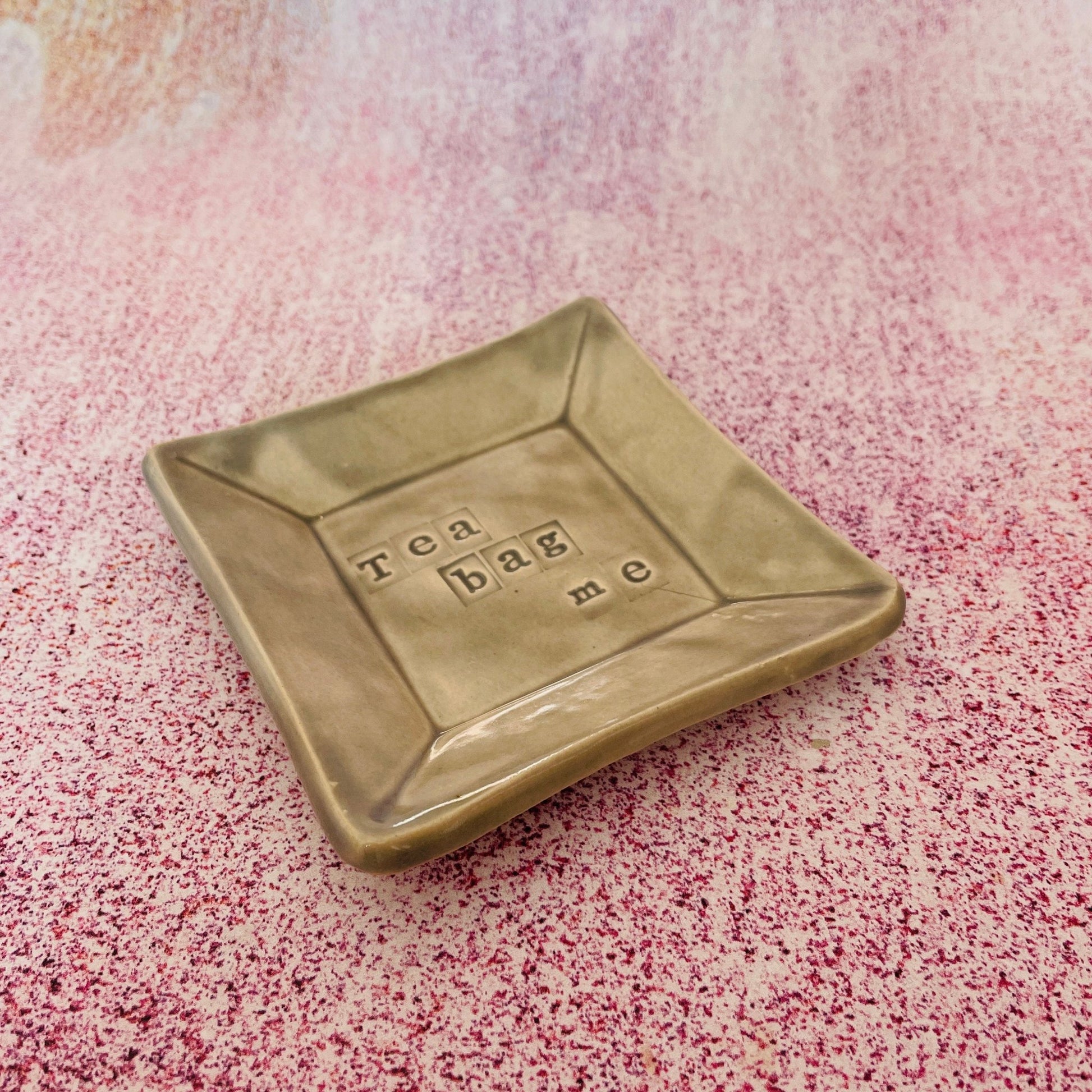 Grey Ceramic Dish, Tea Bag Holder - FJD Ceramics
