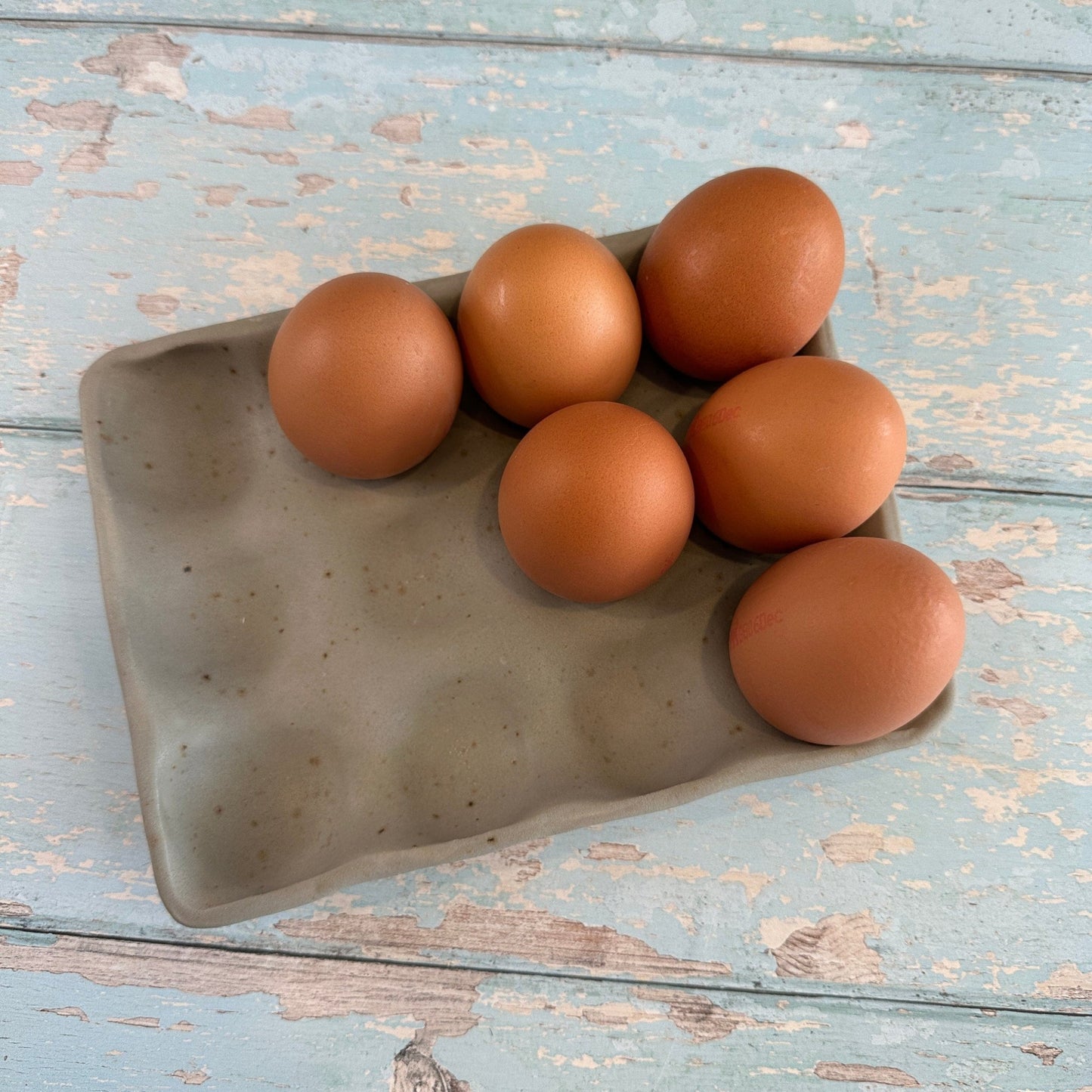 Grey Ceramic Egg Tray, Holds 6 or 12 Eggs - FJD Ceramics