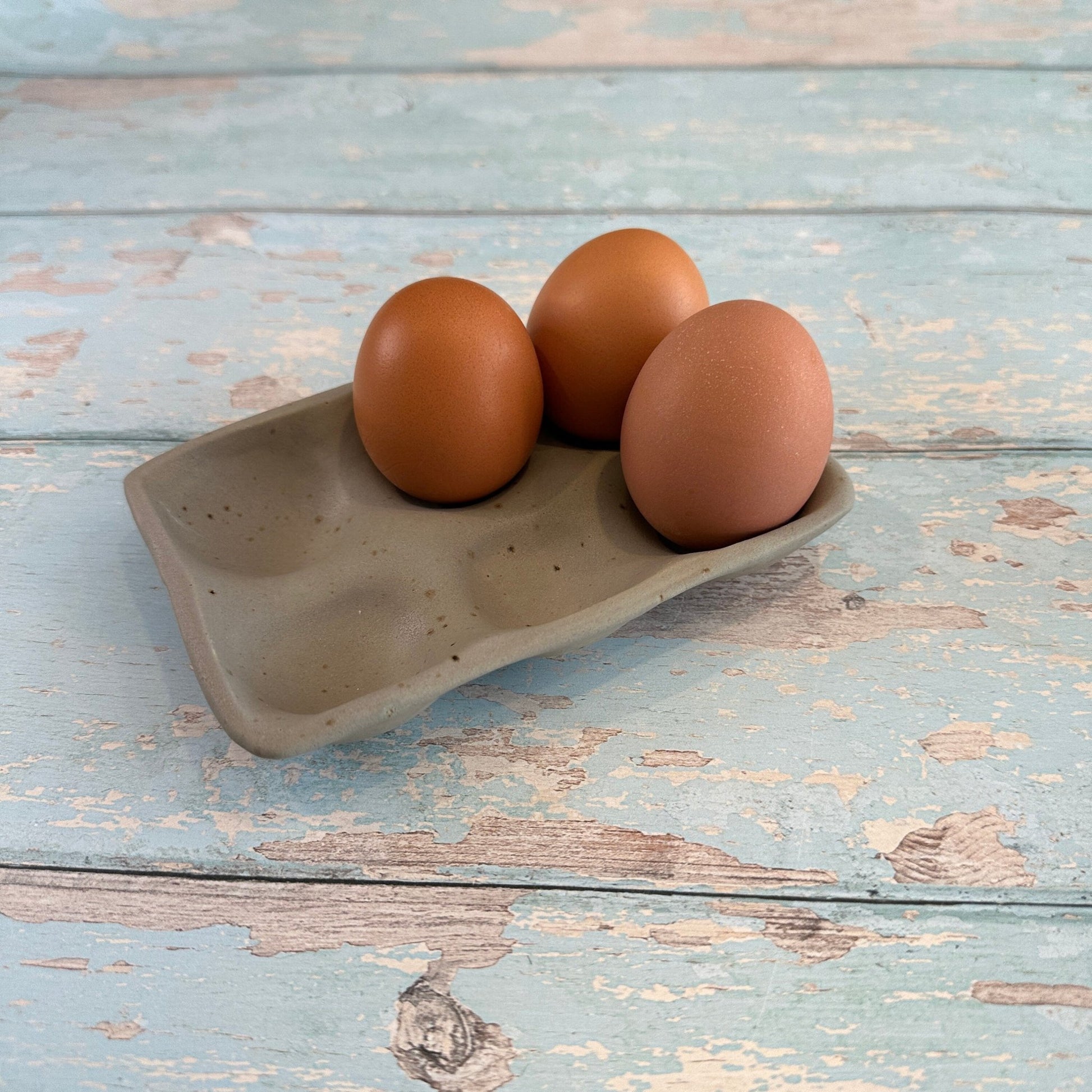 Grey Ceramic Egg Tray, Holds 6 or 12 Eggs - FJD Ceramics