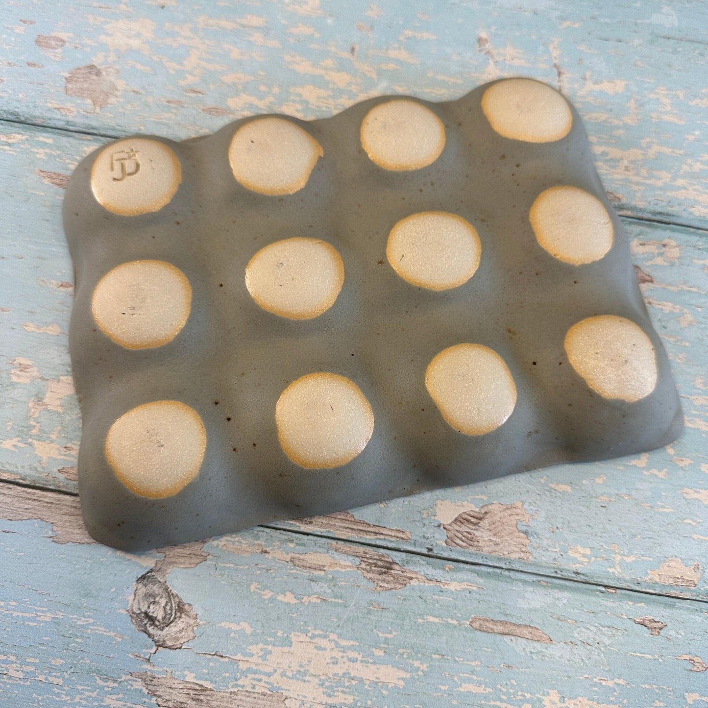 Grey Ceramic Egg Tray, Holds 6 or 12 Eggs - FJD Ceramics