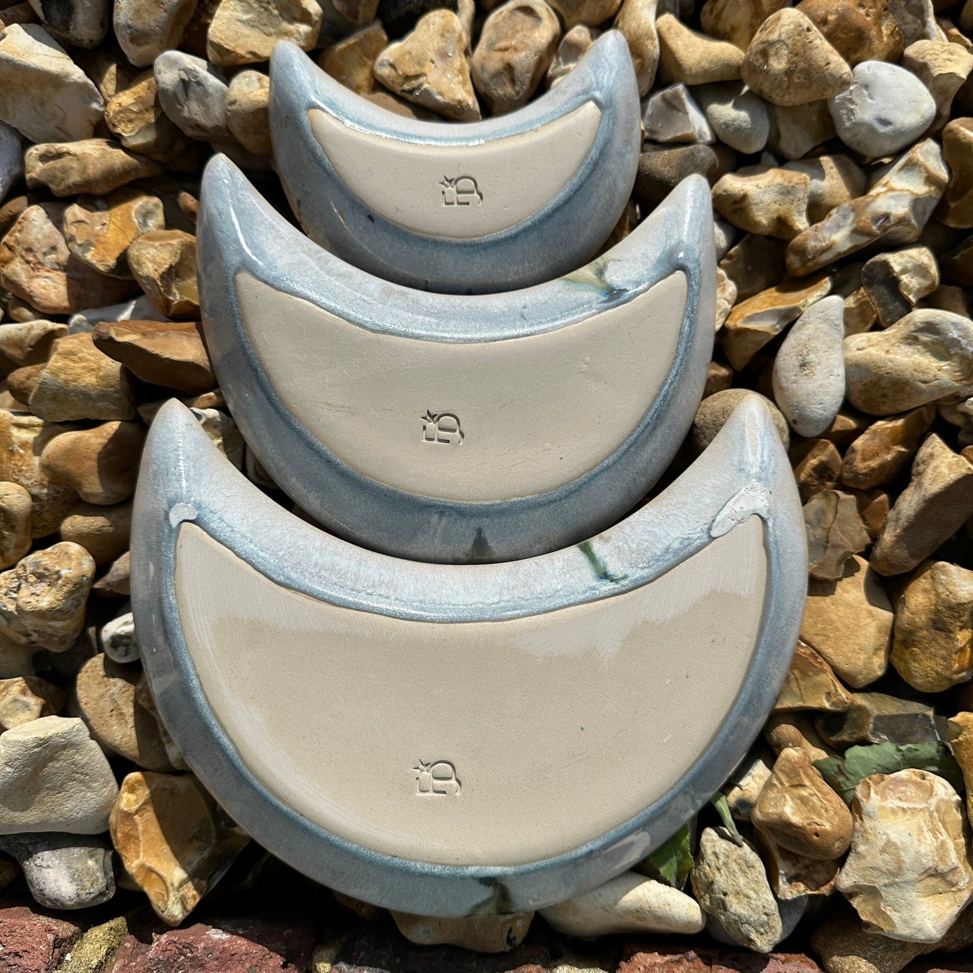 Grey Green and Gold Moon Nesting Dishes - FJD Ceramics