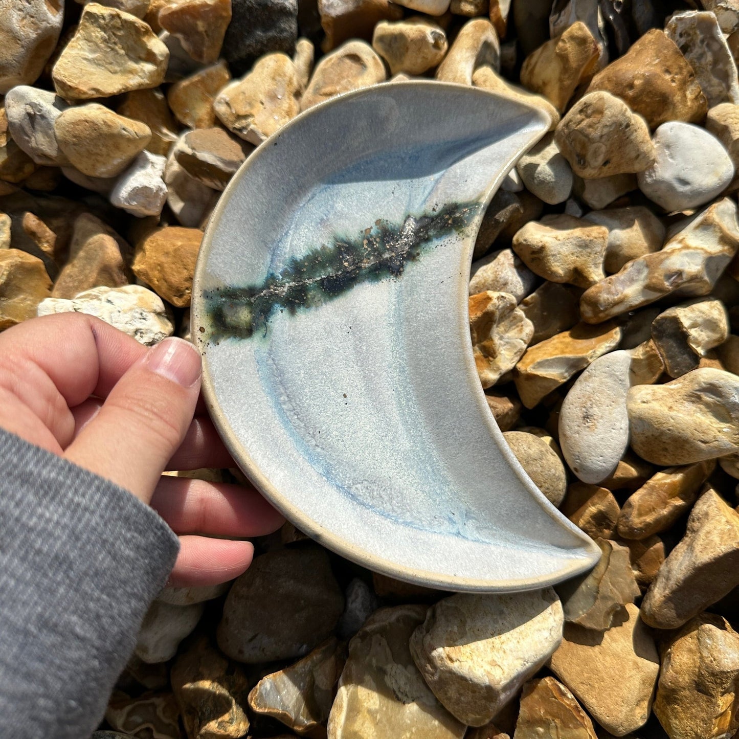 Grey Green and Gold Moon Nesting Dishes - FJD Ceramics