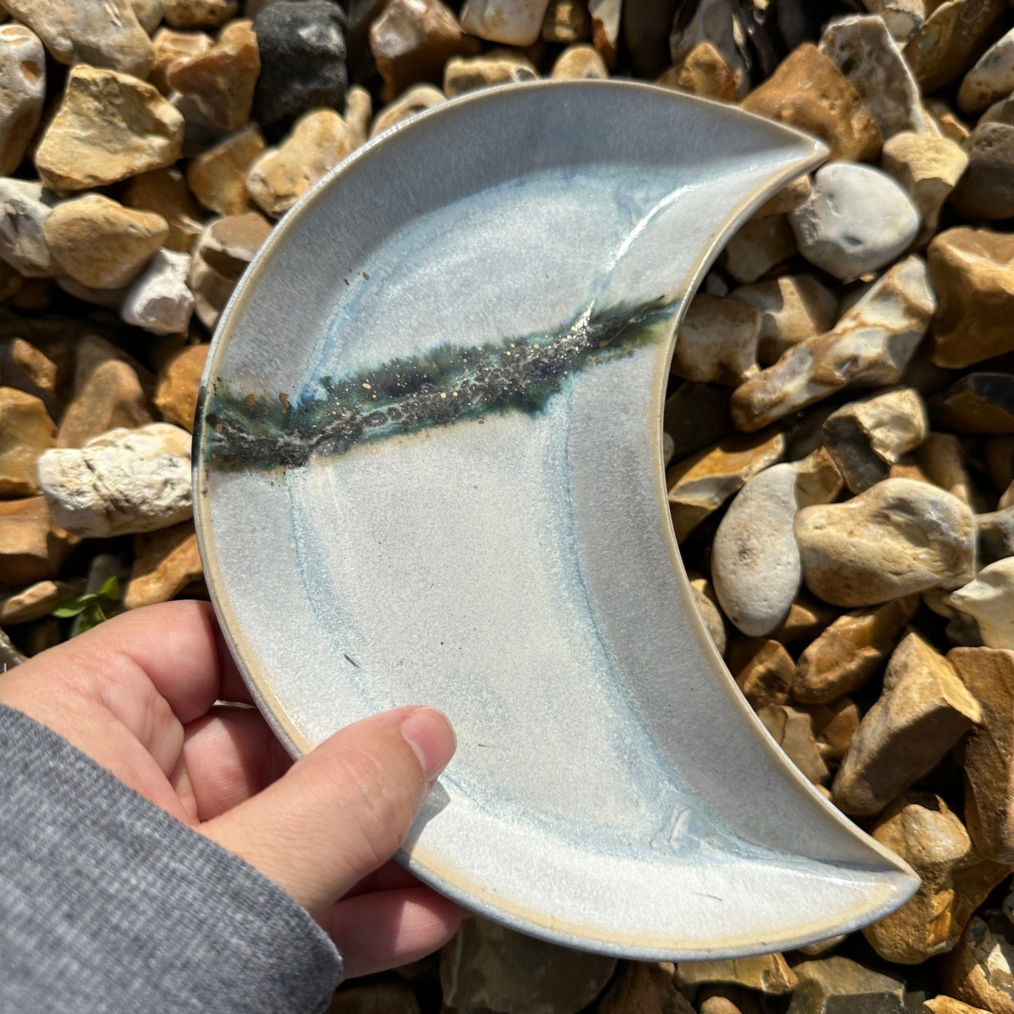 Grey Green and Gold Moon Nesting Dishes - FJD Ceramics