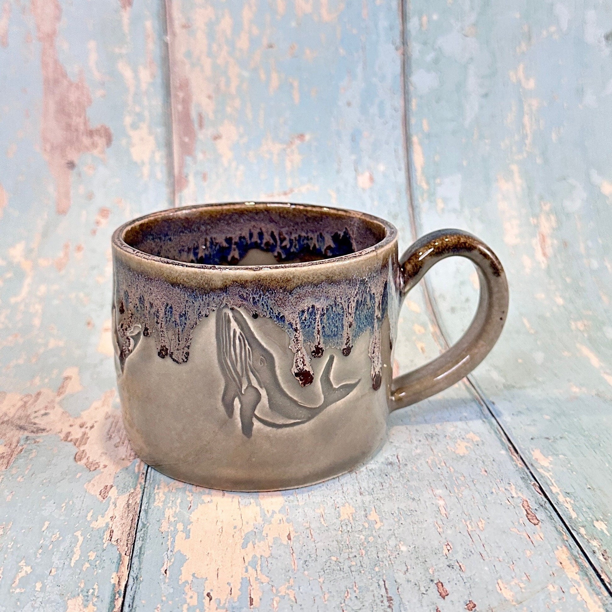 Grey Humpback Whale Mug, Large Ceramic Cup - FJD Ceramics
