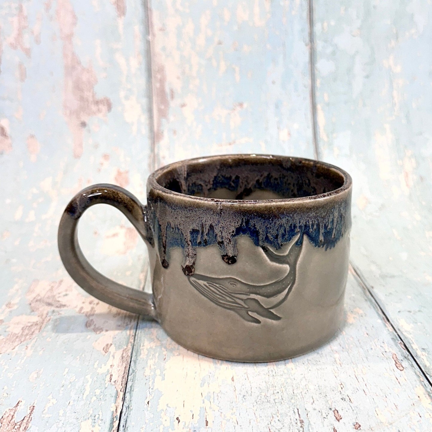 Grey Humpback Whale Mug, Large Ceramic Cup - FJD Ceramics
