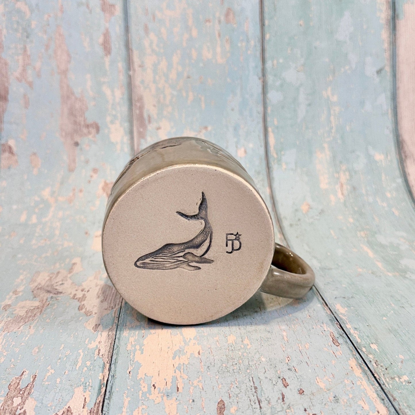 Grey Humpback Whale Mug, Large Ceramic Cup - FJD Ceramics